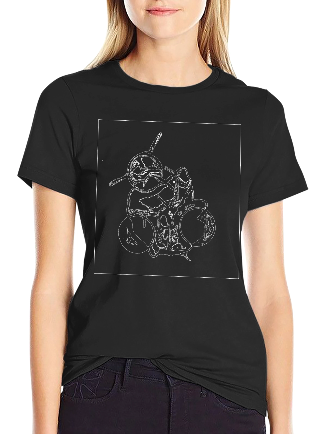 Abstract Drum Set Graphic Tee - Black Cotton T-Shirt
