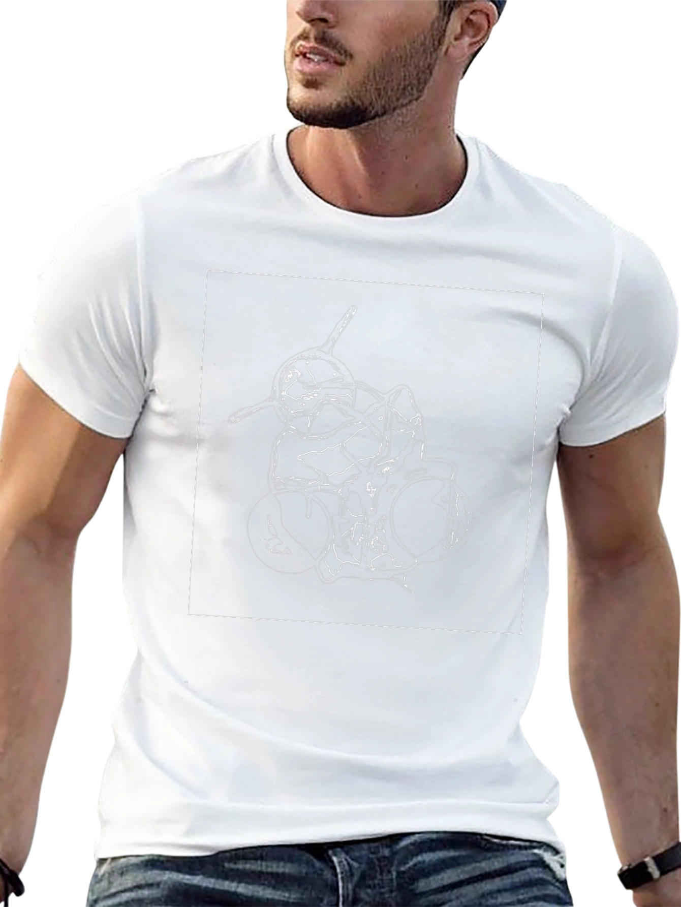 Abstract Drum Set Graphic Tee - Black Cotton T-Shirt