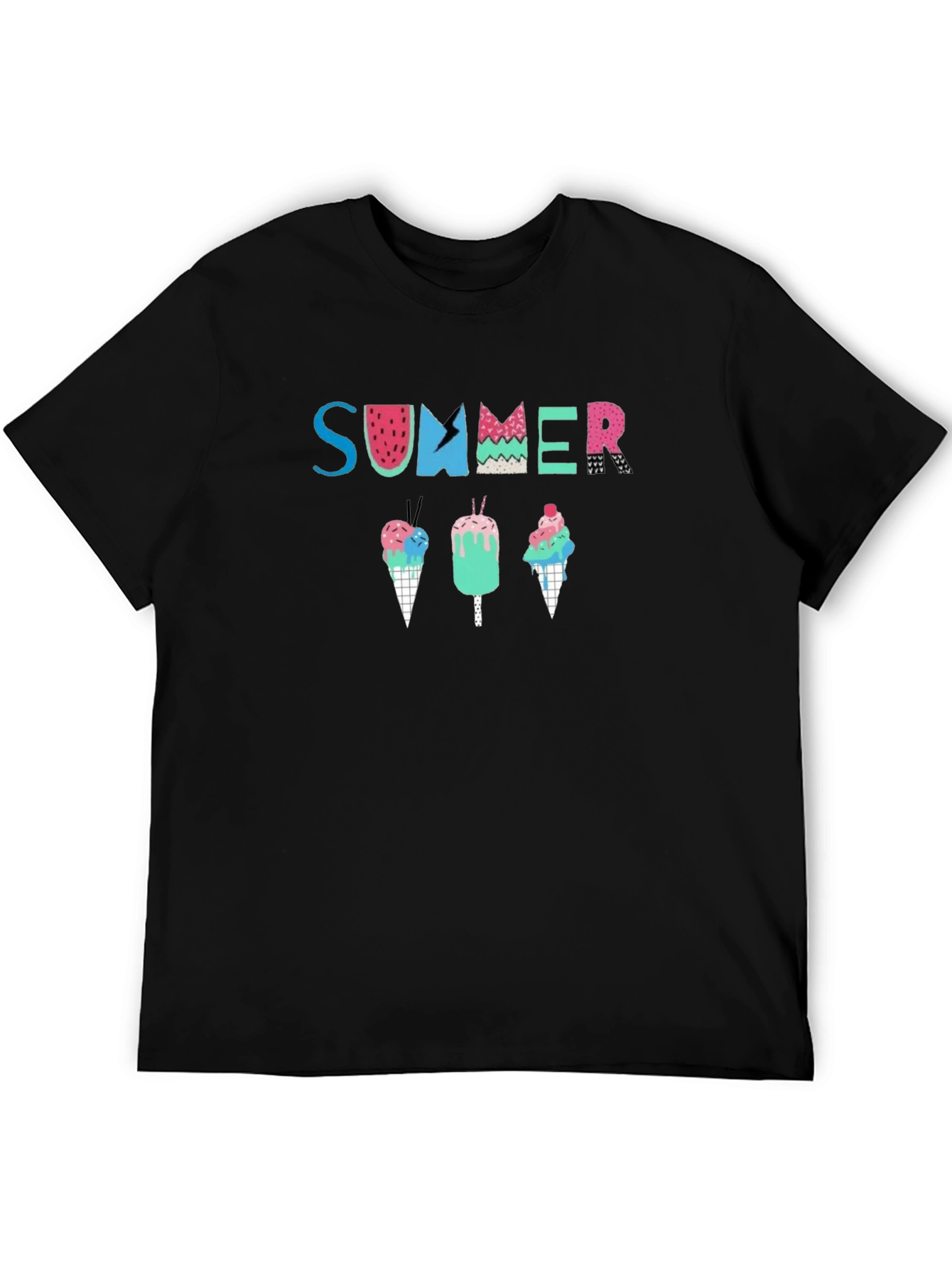 Summer Ice Cream Graphic Tee - Black