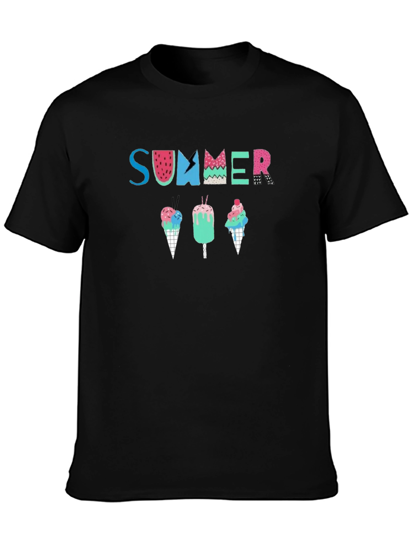 Summer Ice Cream Graphic Tee - Black