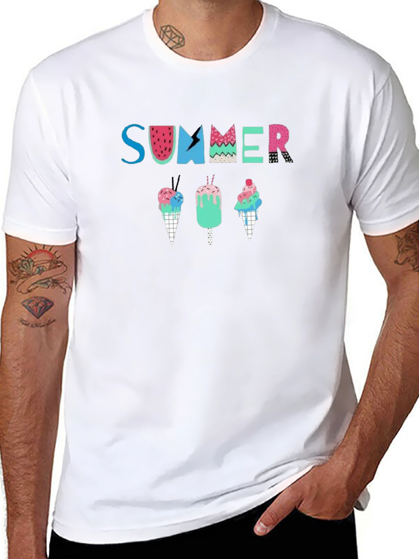 Summer Ice Cream Graphic Tee - Black