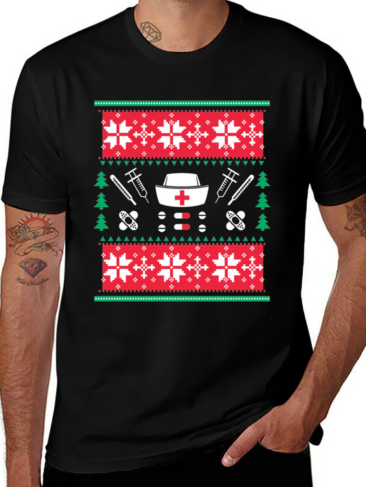 Nurse Christmas Sweater Pattern T-Shirt