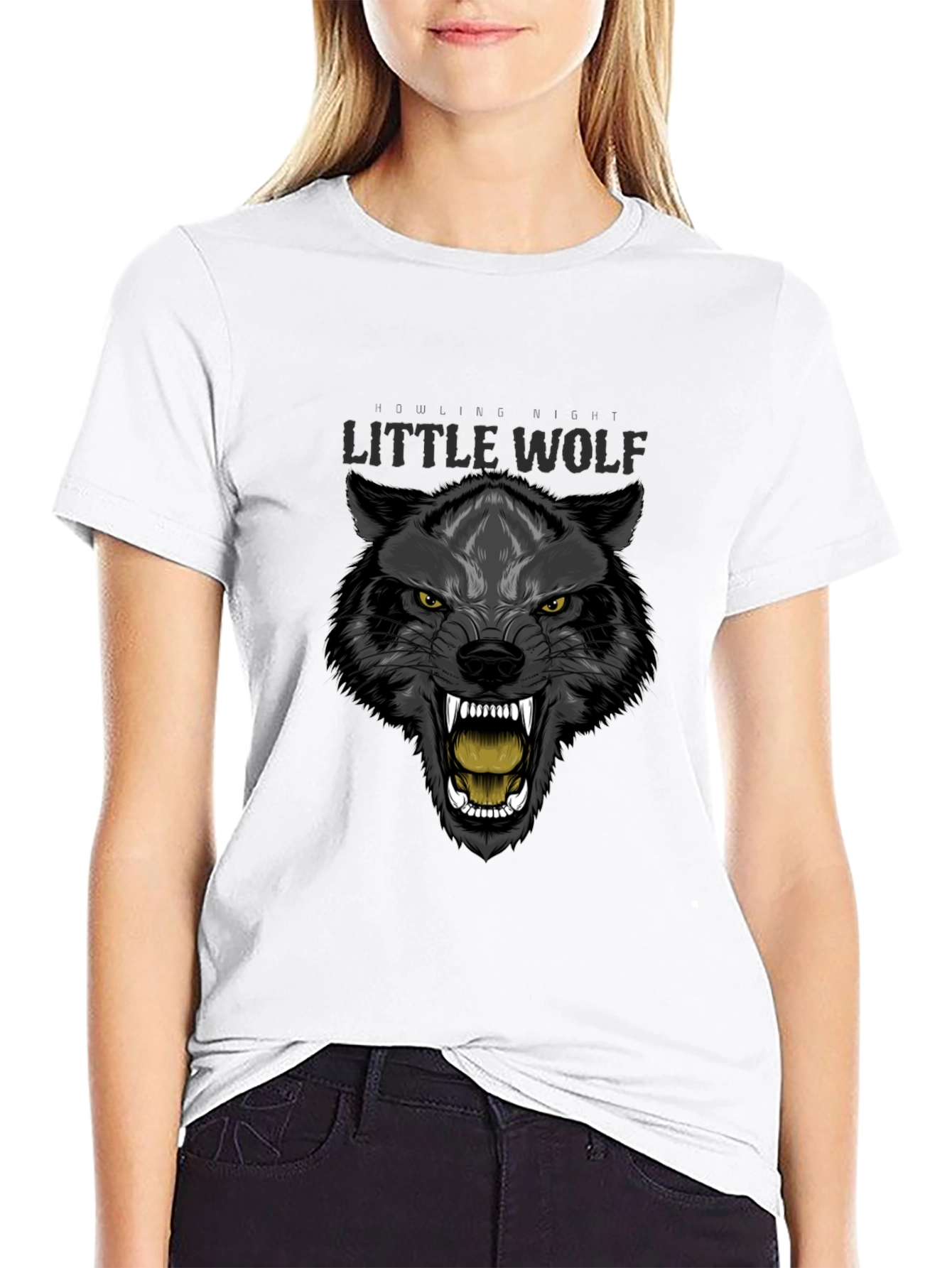 Little Wolf Graphic T-Shirt - Fierce Animal Print