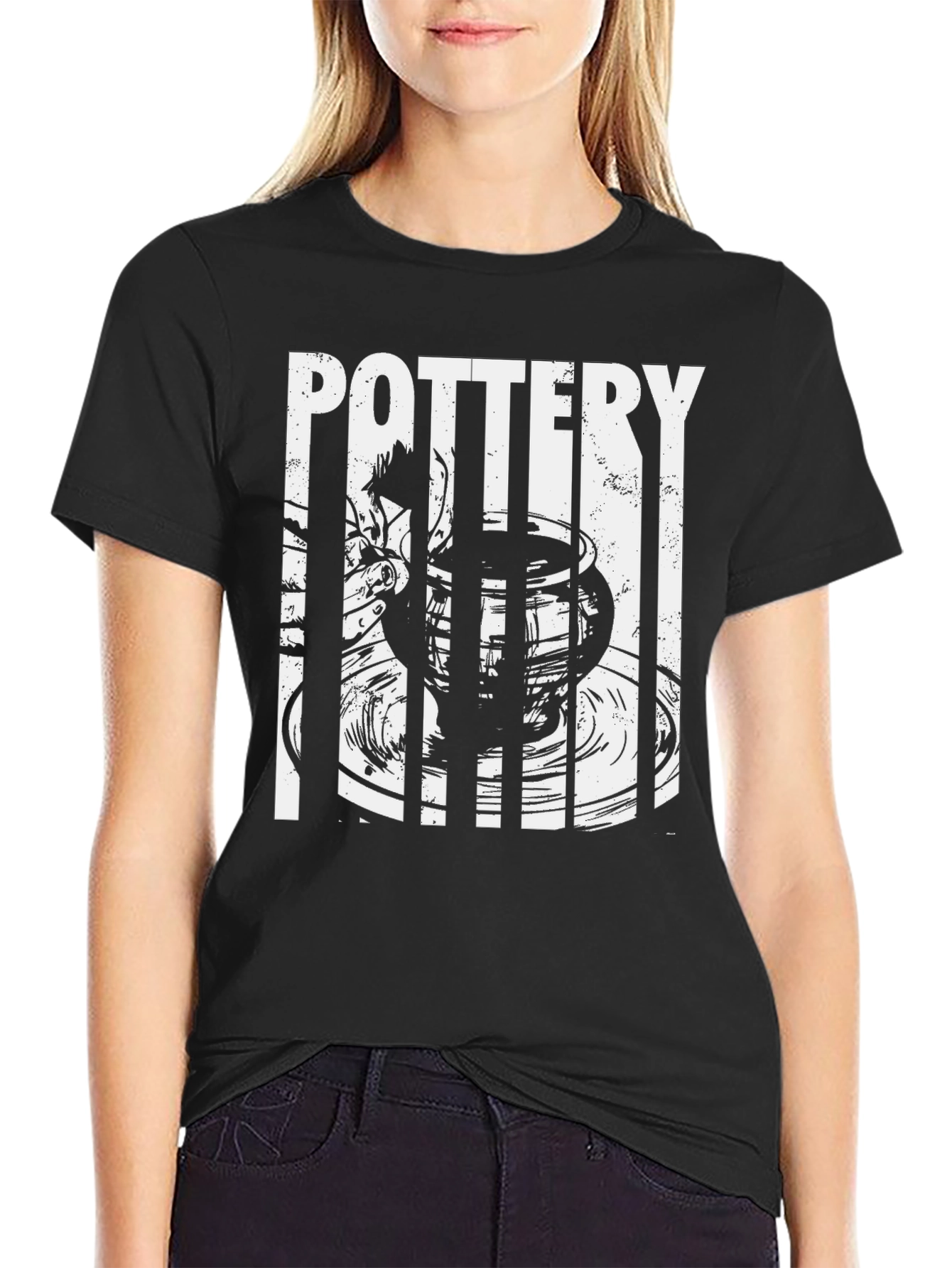 Pottery Graphic T-Shirt - Black Crew Neck Tee