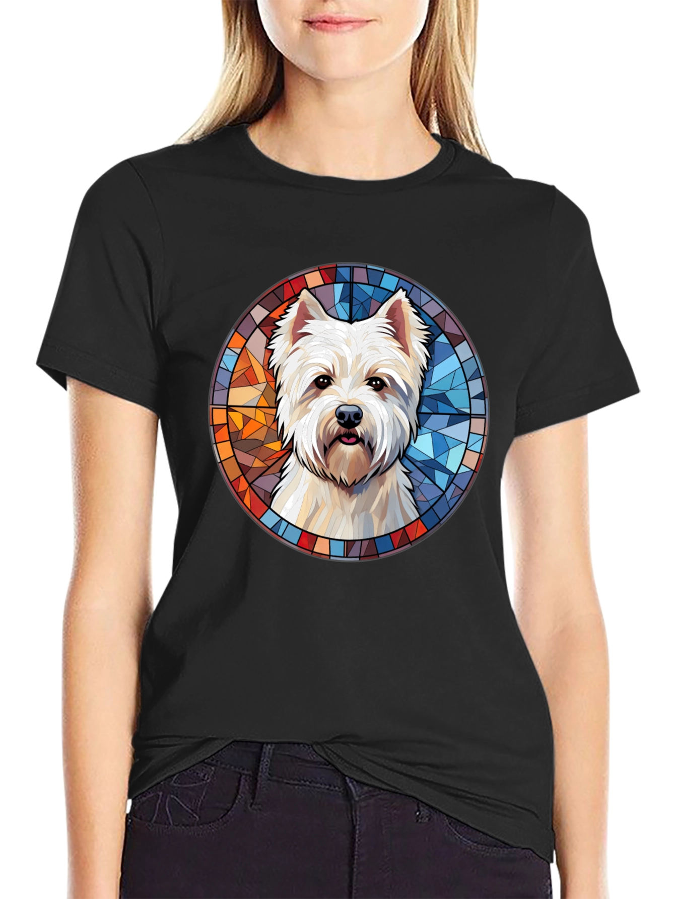 Westie Dog Stained Glass T-Shirt