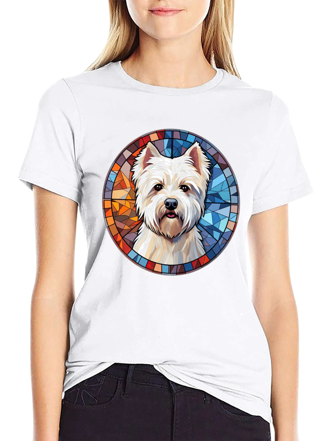 Westie Dog Stained Glass T-Shirt