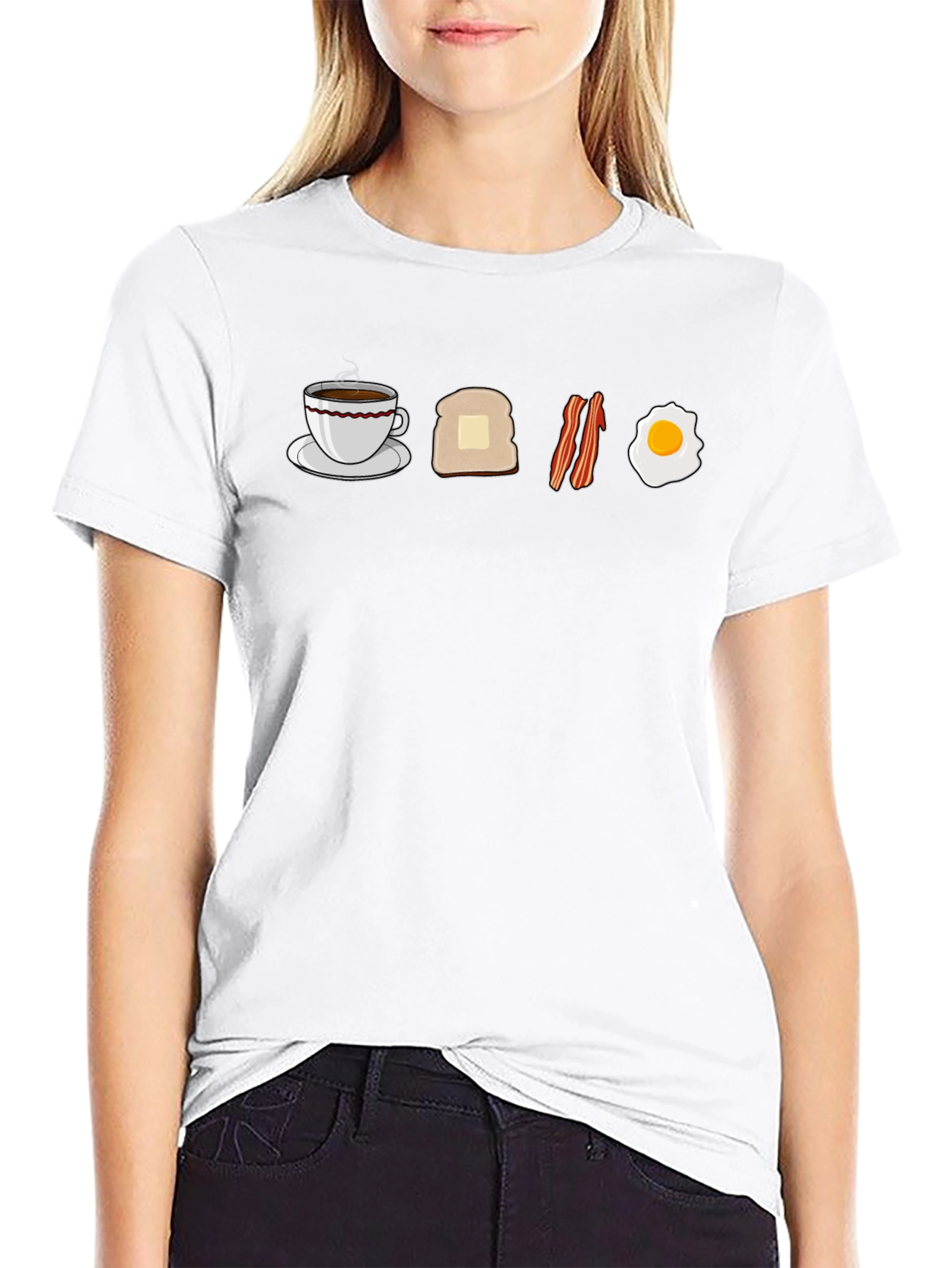 Breakfast T-Shirt - Coffee Toast Bacon & Egg Design