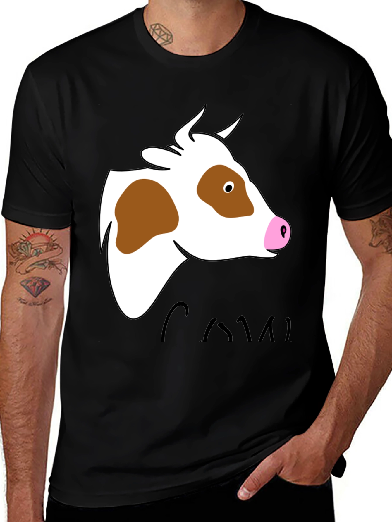 Cow Graphic Tee - Unisex Black T-Shirt