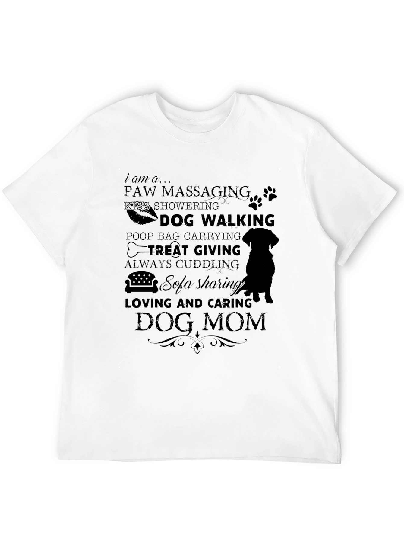 Dog Mom T-Shirt - Paw Massaging Sofa Sharing