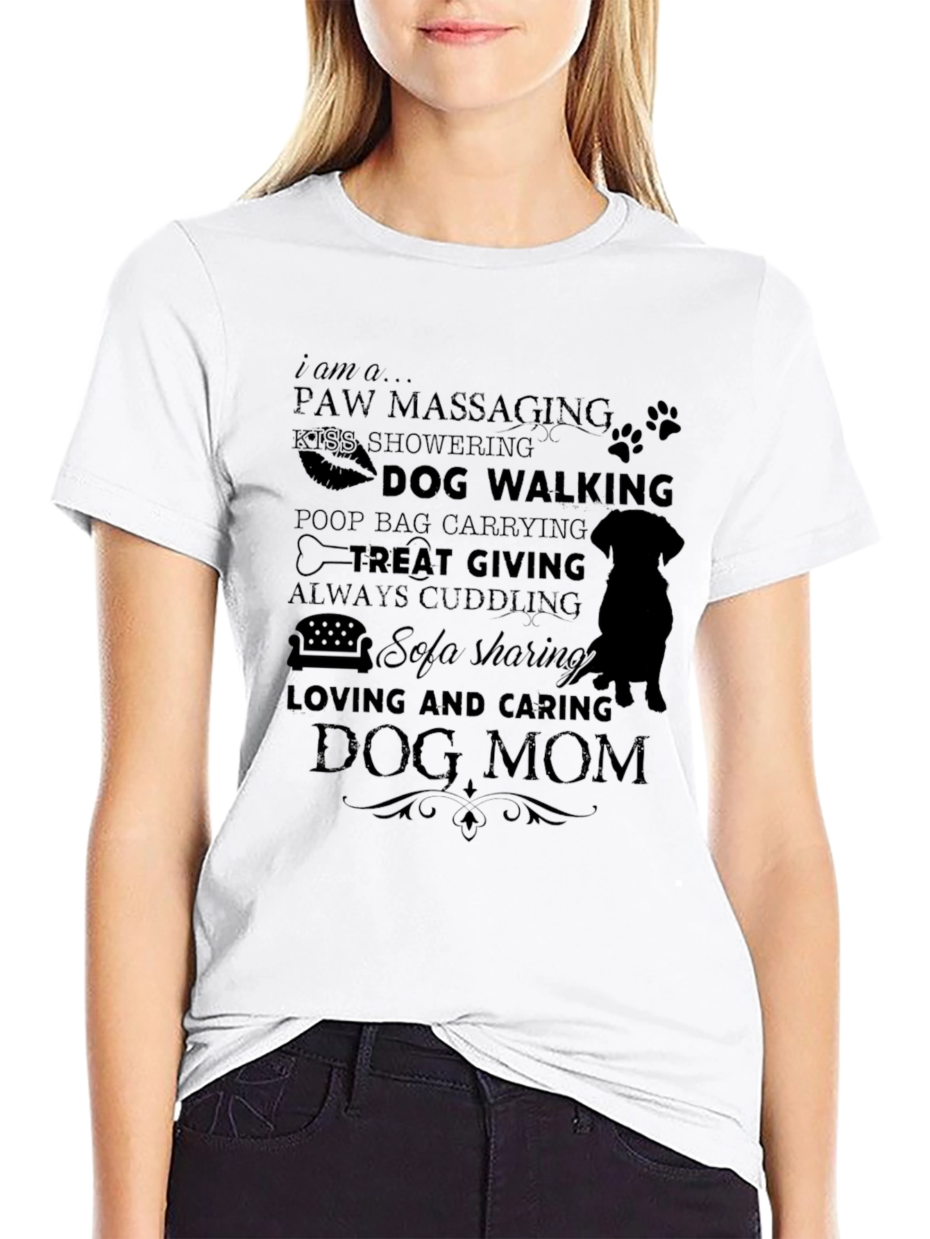 Dog Mom T-Shirt - Paw Massaging Sofa Sharing