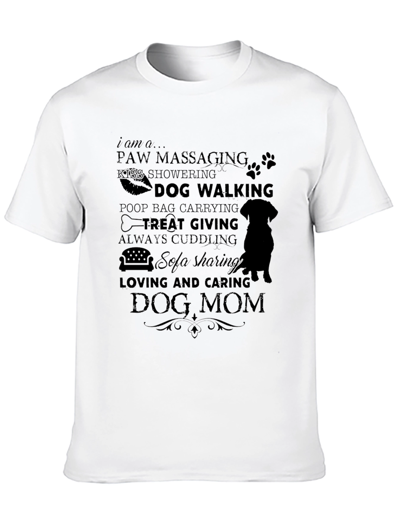 Dog Mom T-Shirt - Paw Massaging Sofa Sharing