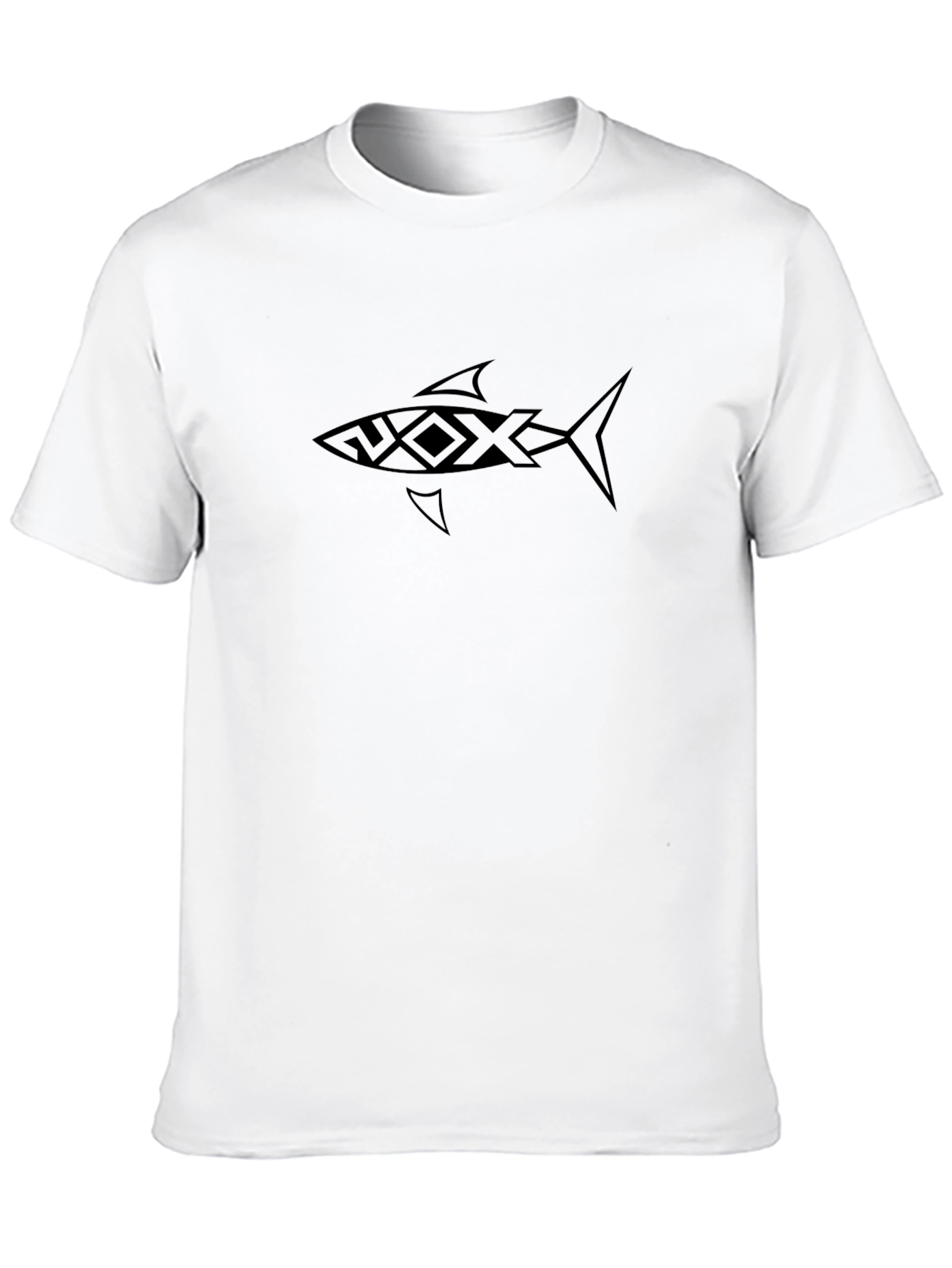 Tribal Shark Graphic Black Tee - Unisex