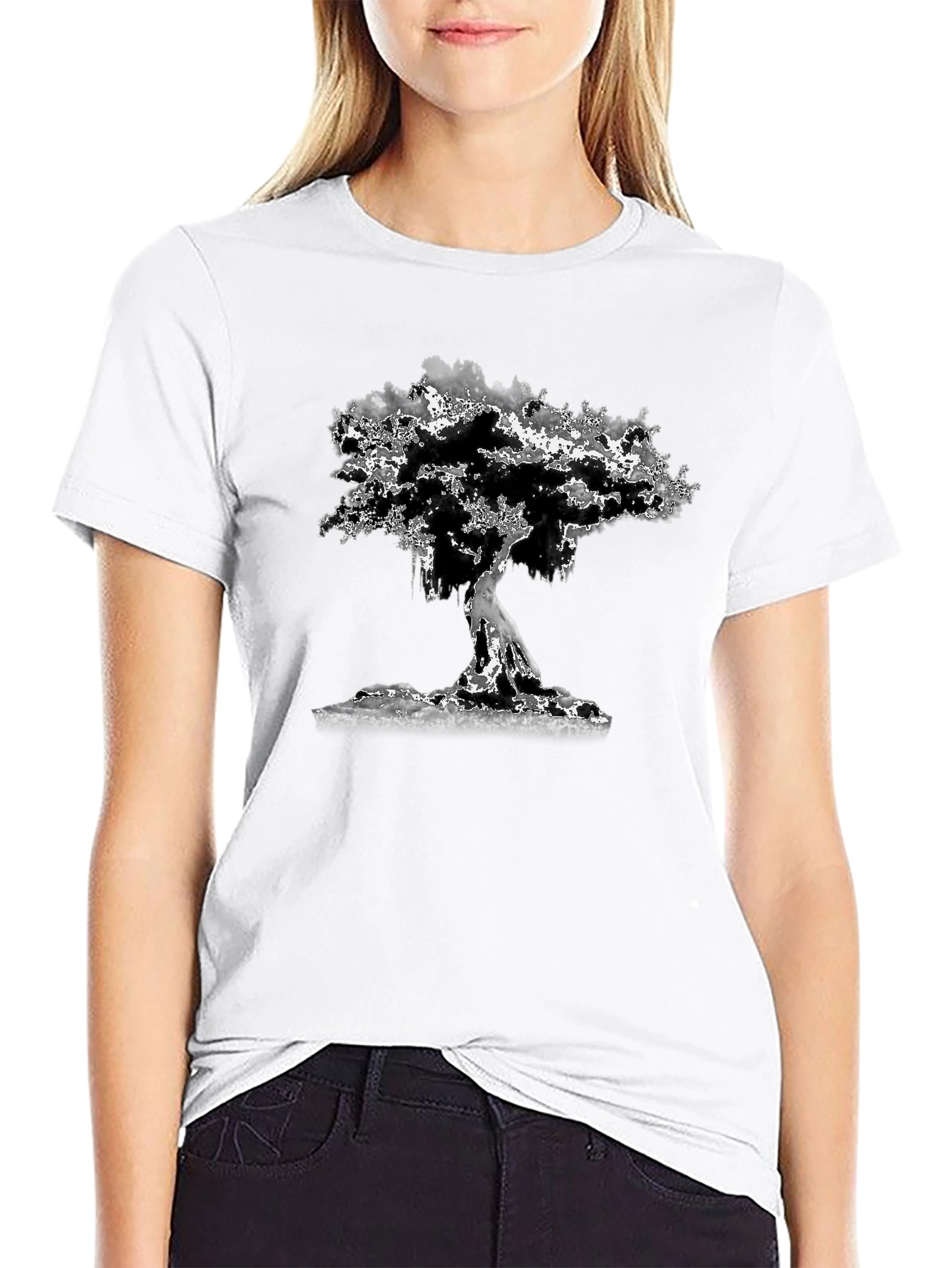 Abstract Tree Graphic Tee - Black