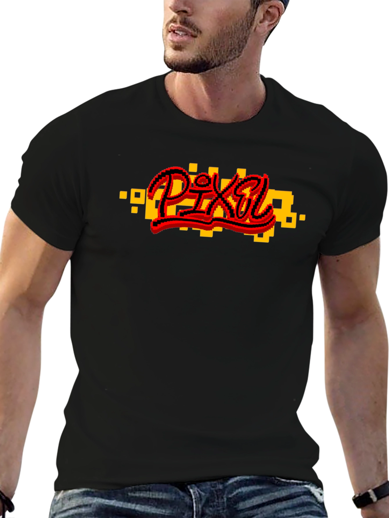 Pixel Art Graphic Black T-Shirt