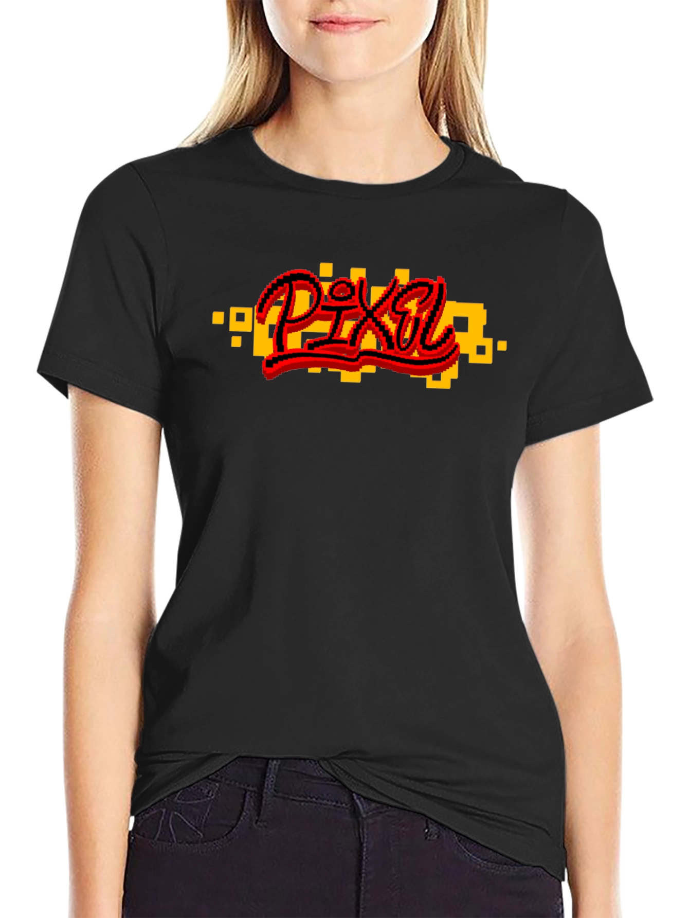 Pixel Art Graphic Black T-Shirt