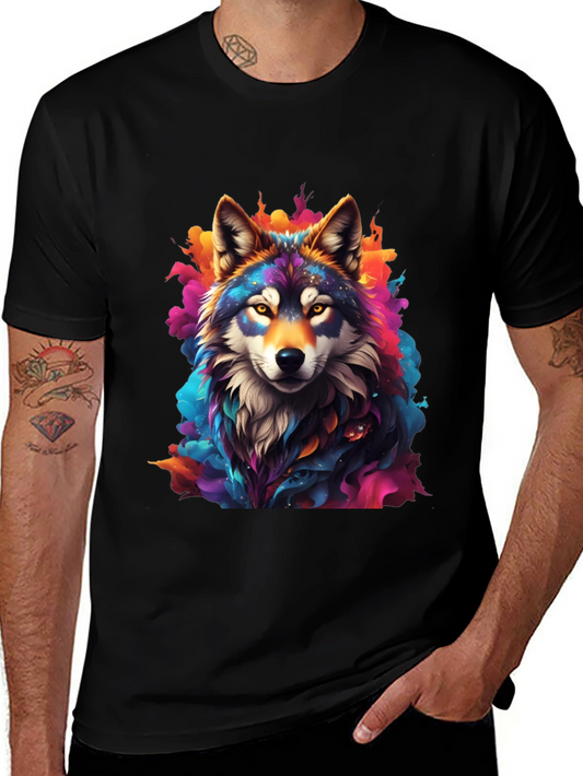 Colorful Wolf Graphic T-Shirt