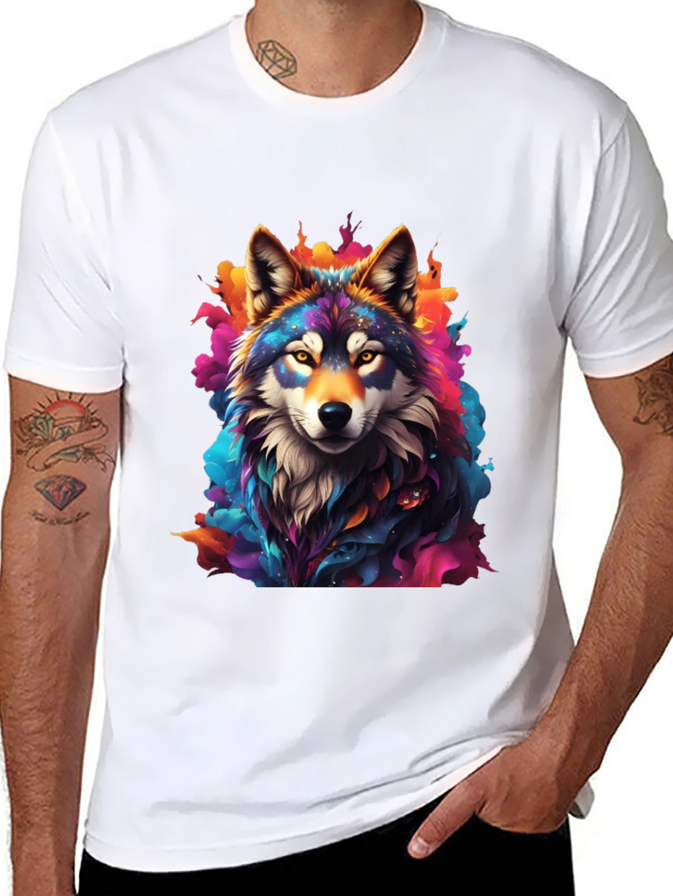 Colorful Wolf Graphic T-Shirt