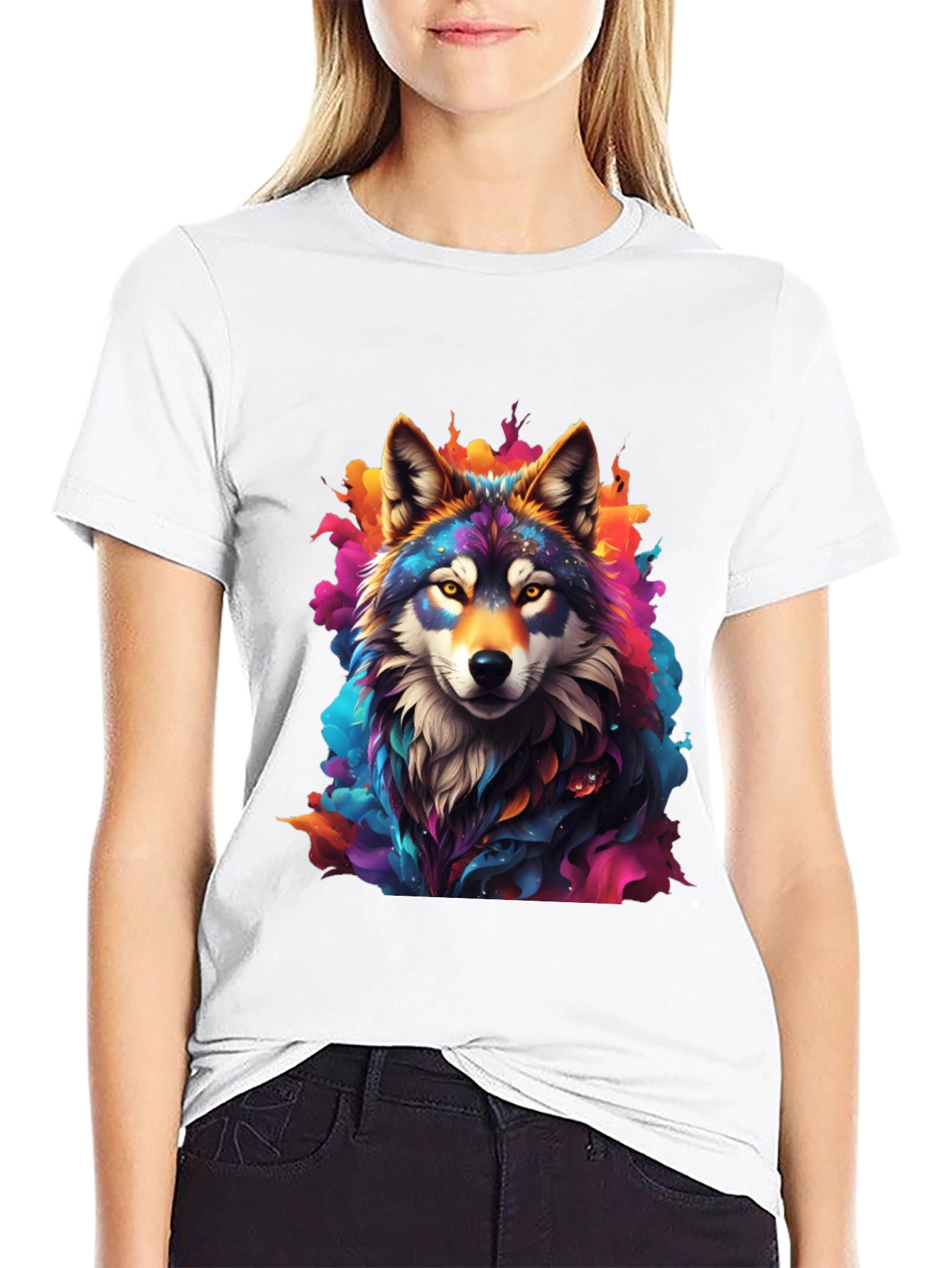 Colorful Wolf Graphic T-Shirt