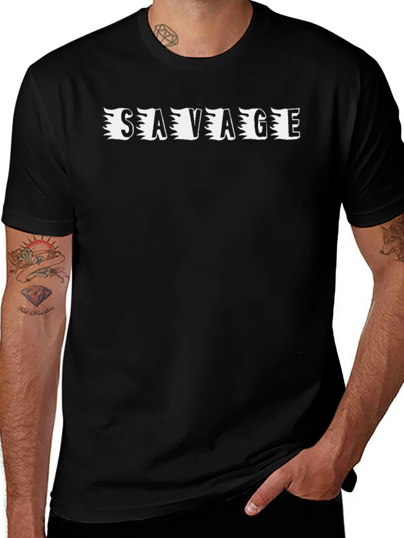 Savage Graphic Print T-Shirt - Mens Black Tee