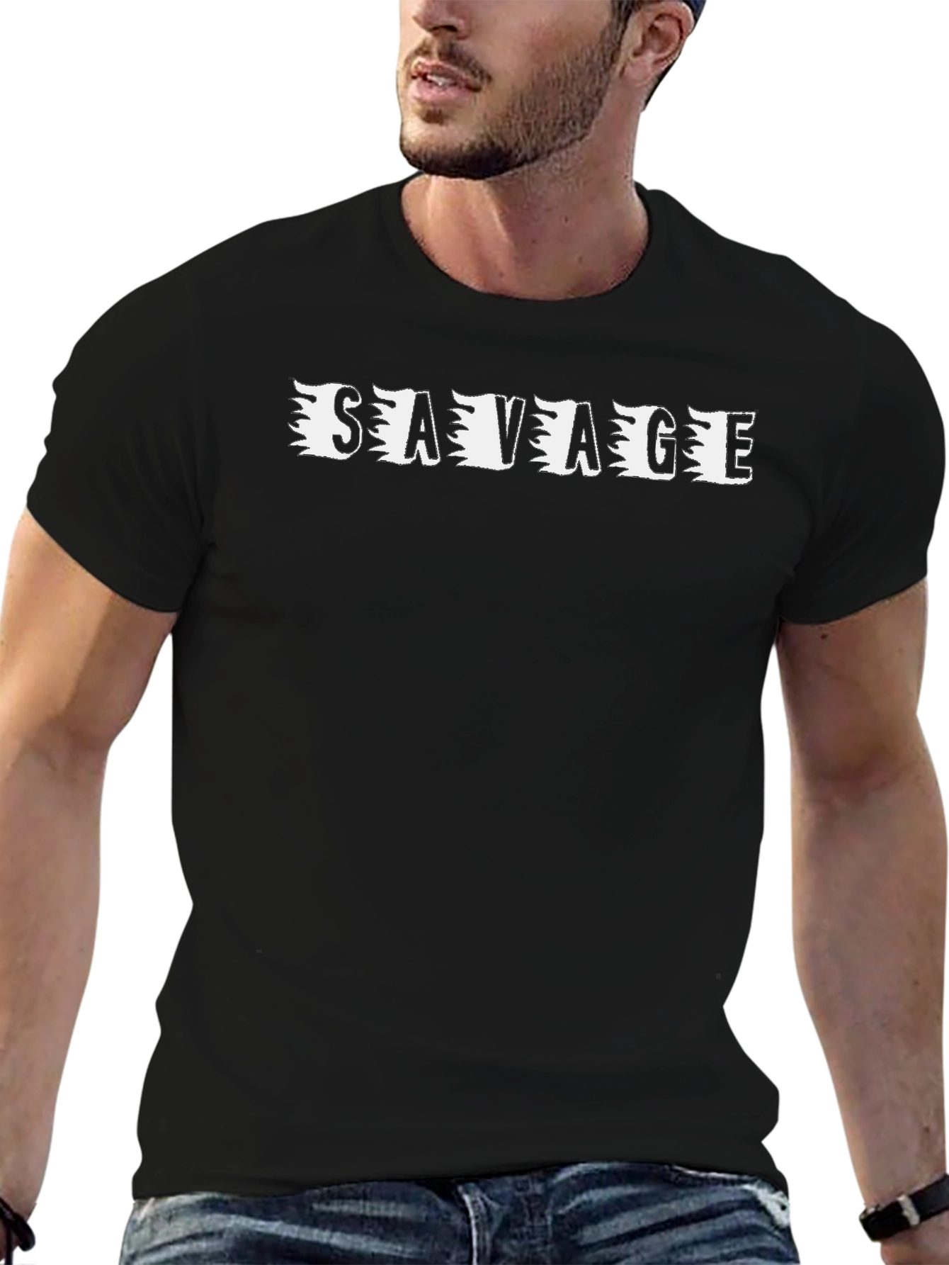 Savage Graphic Print T-Shirt - Mens Black Tee