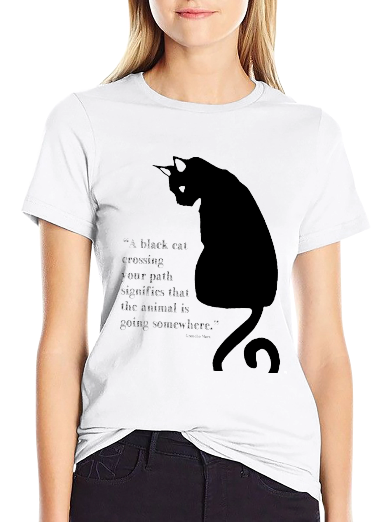 Black Cat T-Shirt - Quirky Quote Design
