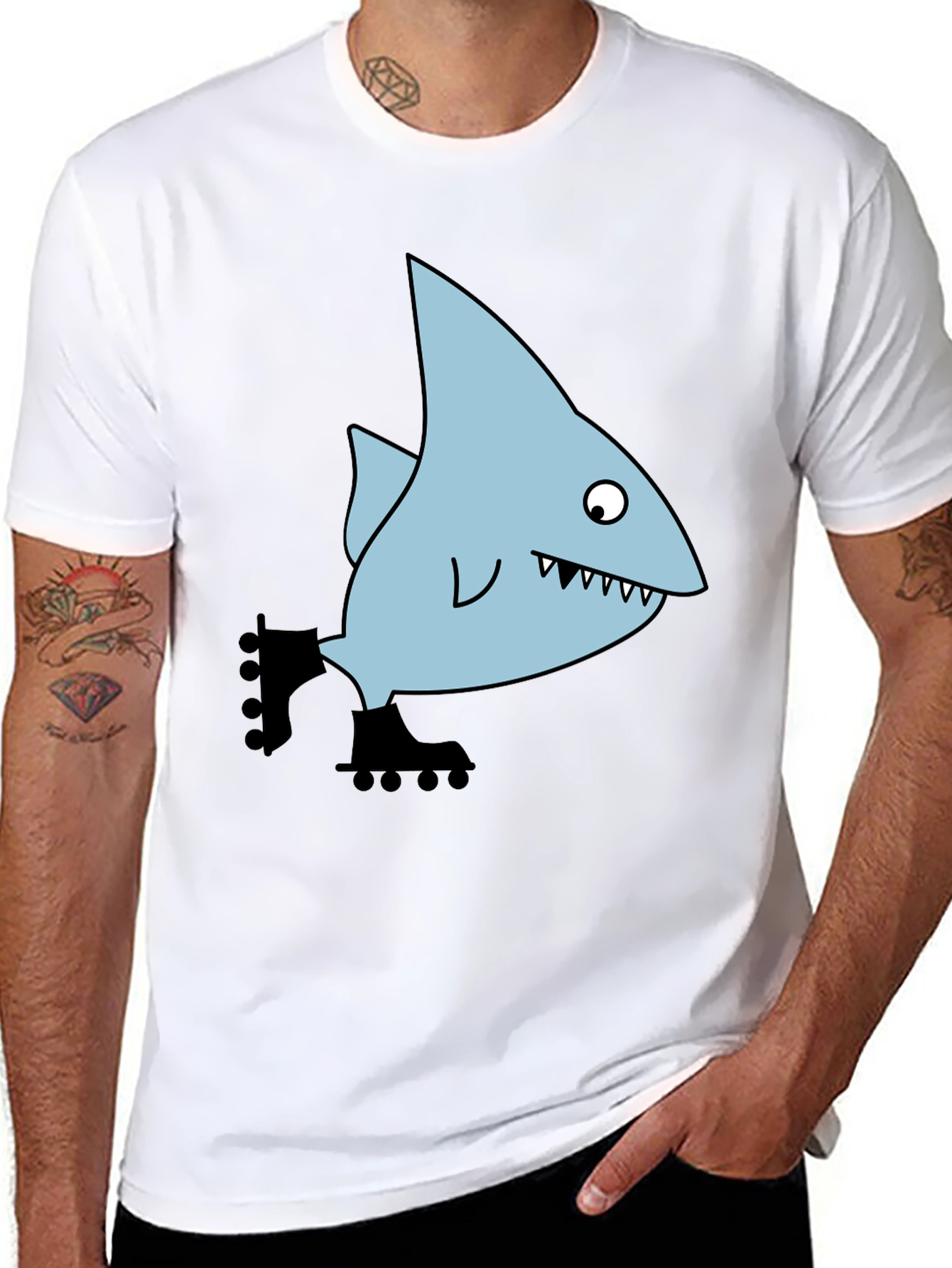 Skating Shark Tee - Fun Graphic Print
