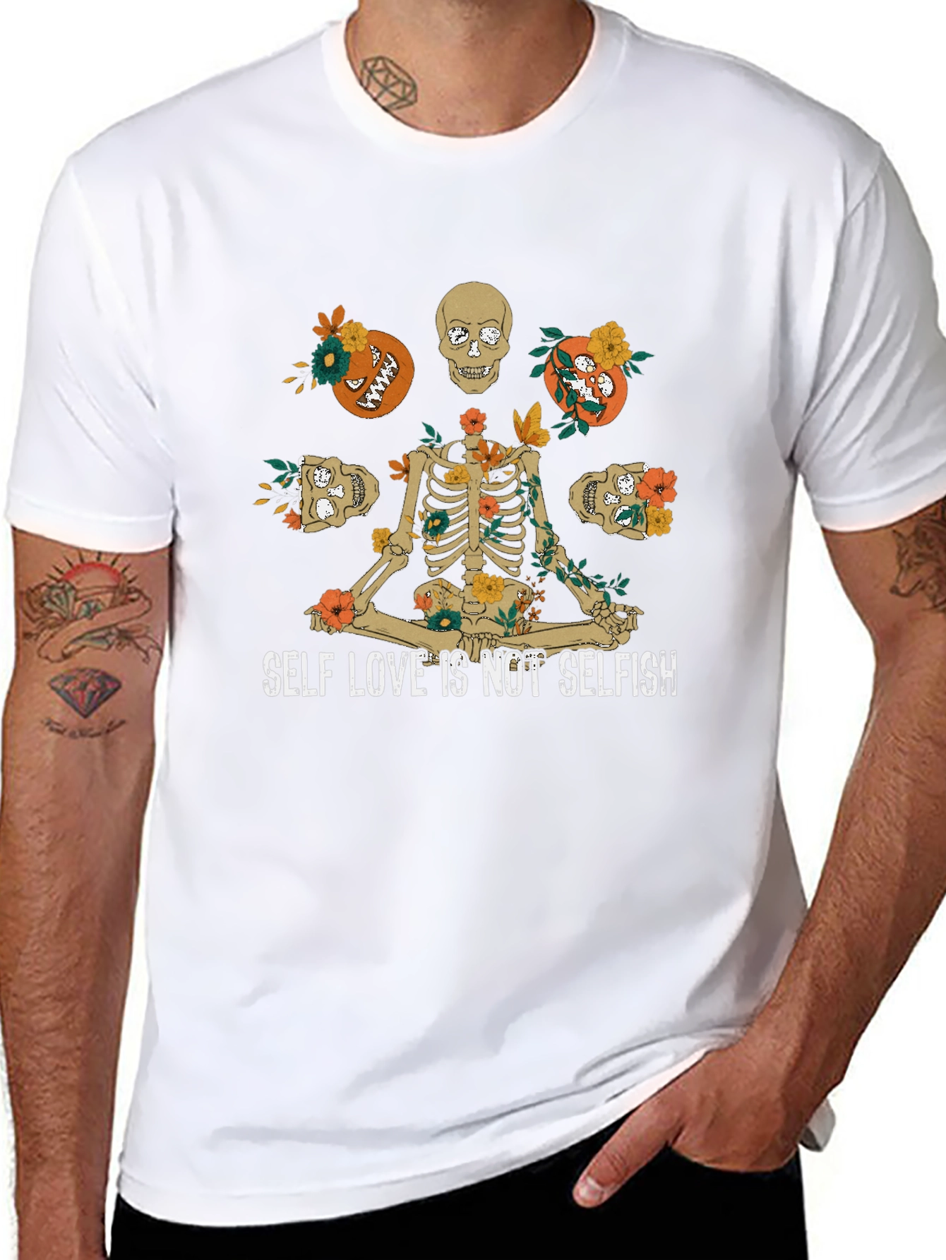 Self Love Skeleton Graphic Black T-Shirt