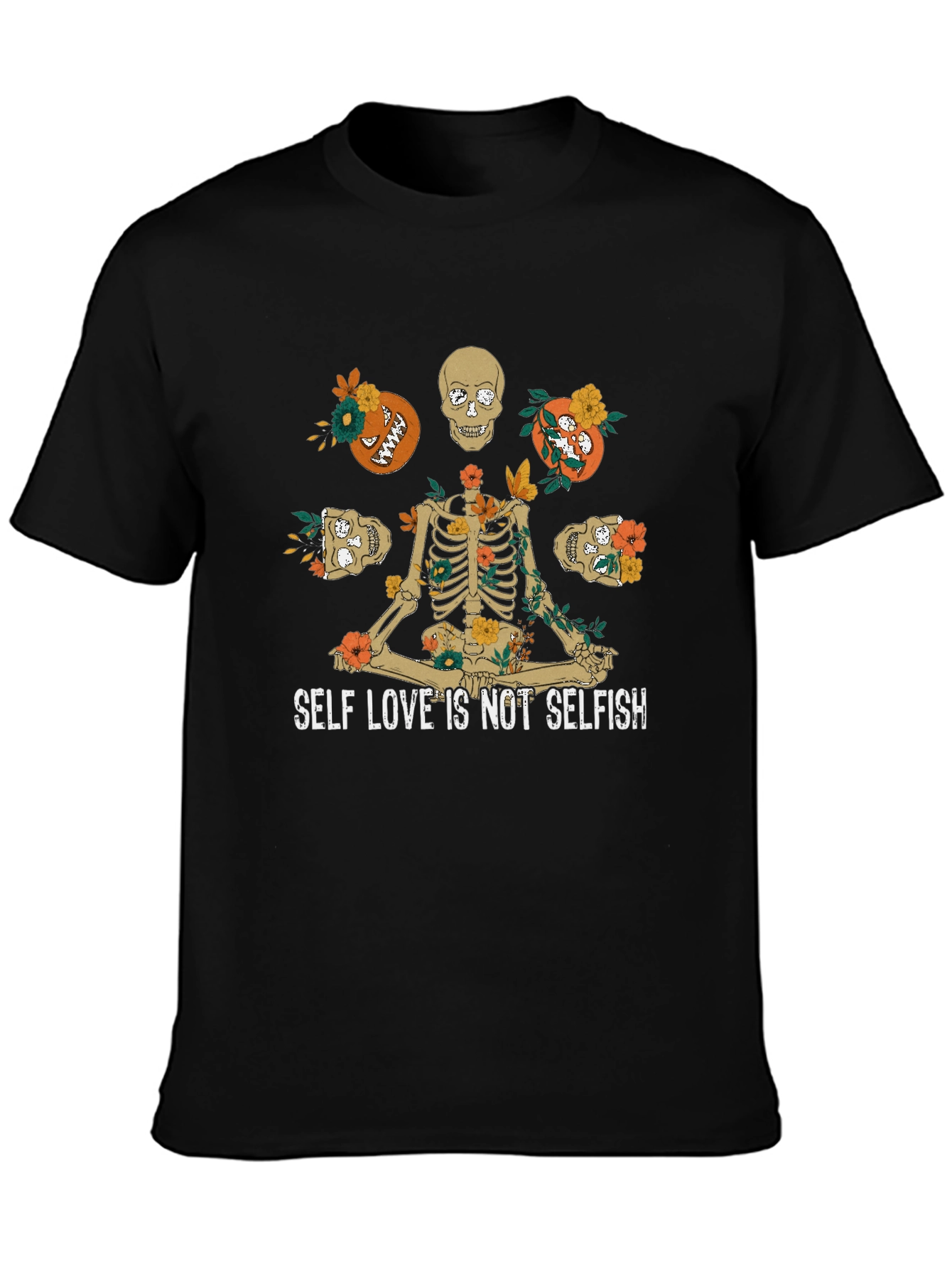 Self Love Skeleton Graphic Black T-Shirt