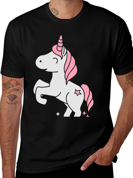 Unicorn Graphic Tee - Whimsical Black Cotton T-Shirt