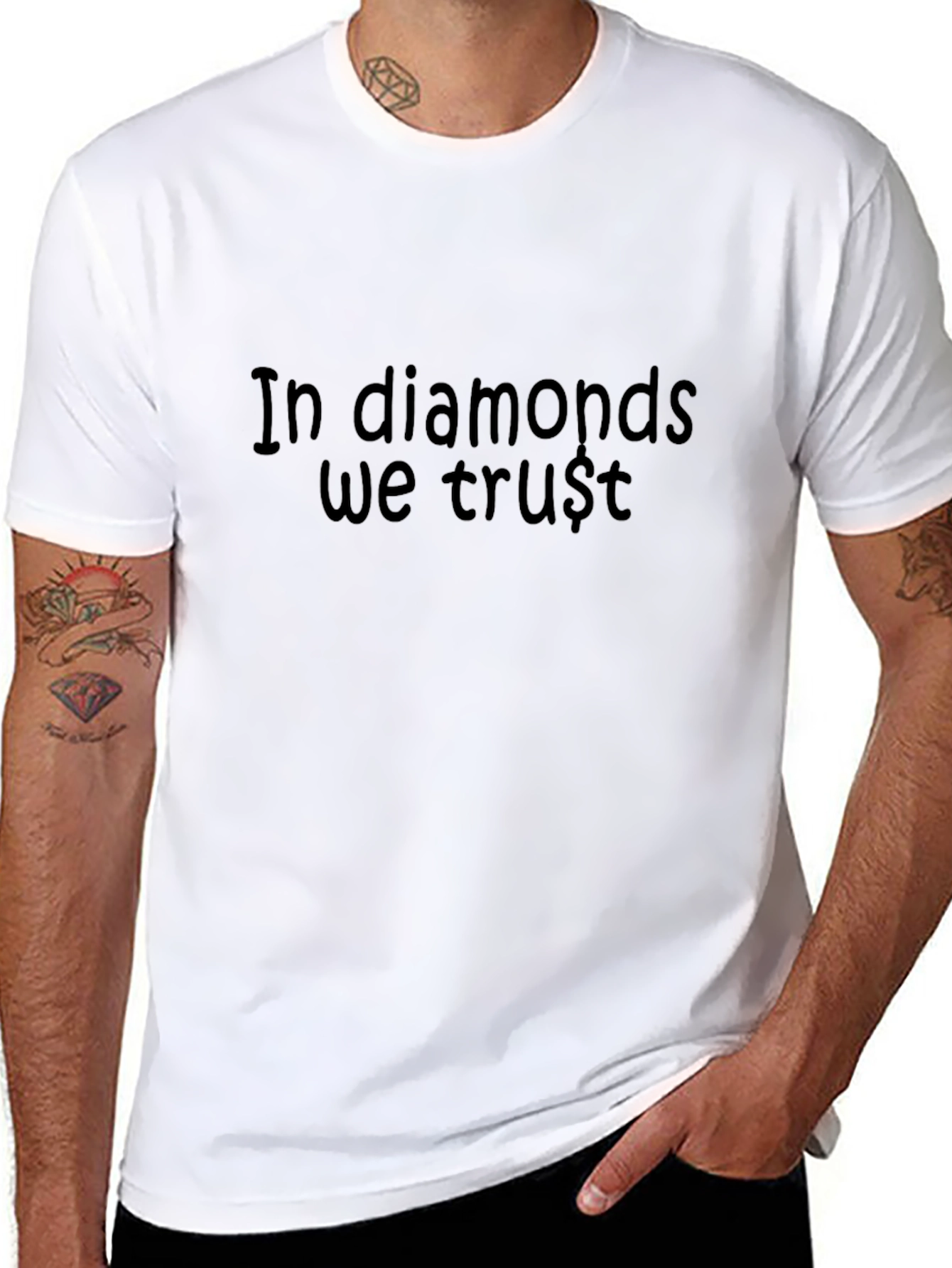 In Diamonds We Trust - Black Graphic T-Shirt