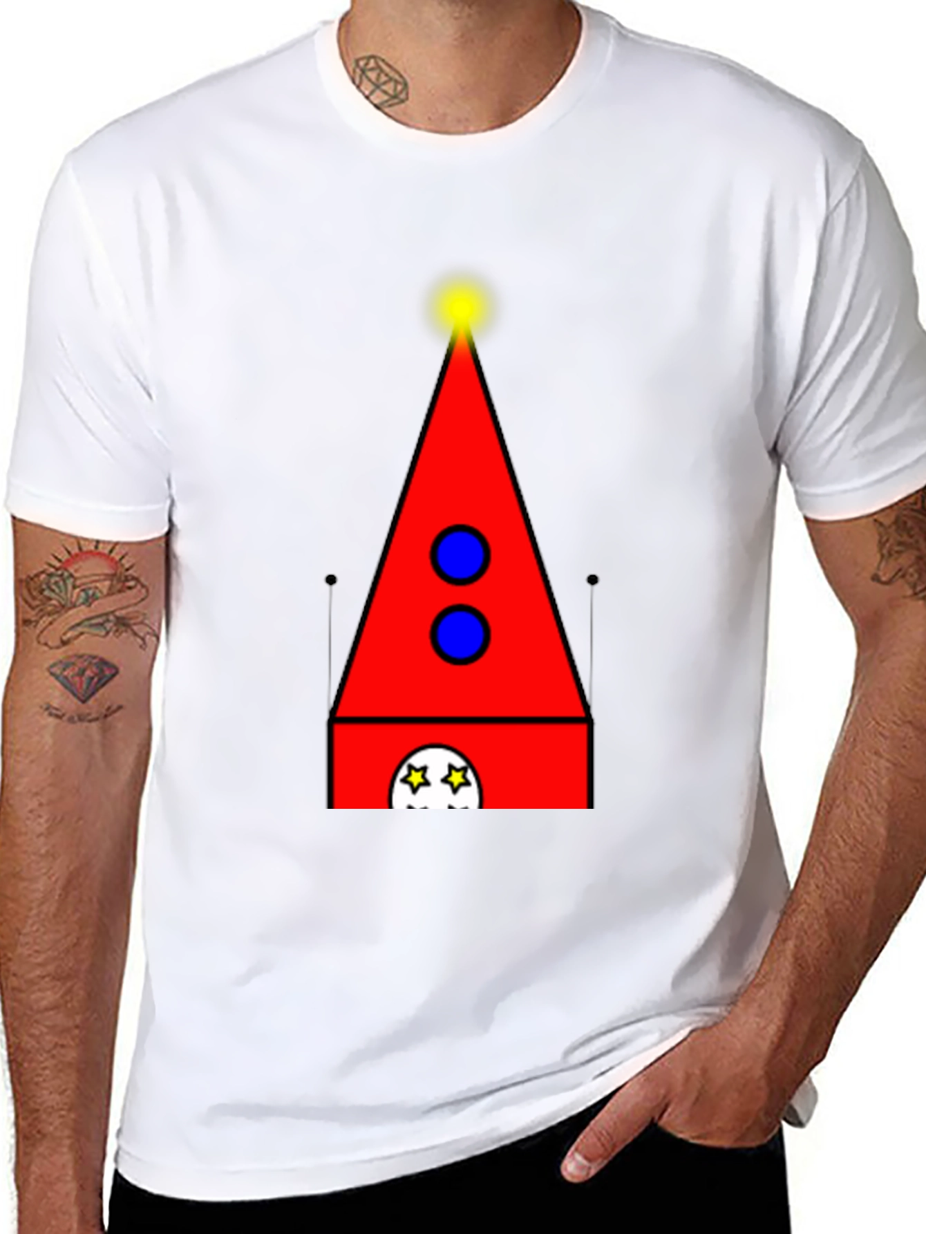 Abstract Tower Graphic Tee - Quirky Black T-Shirt