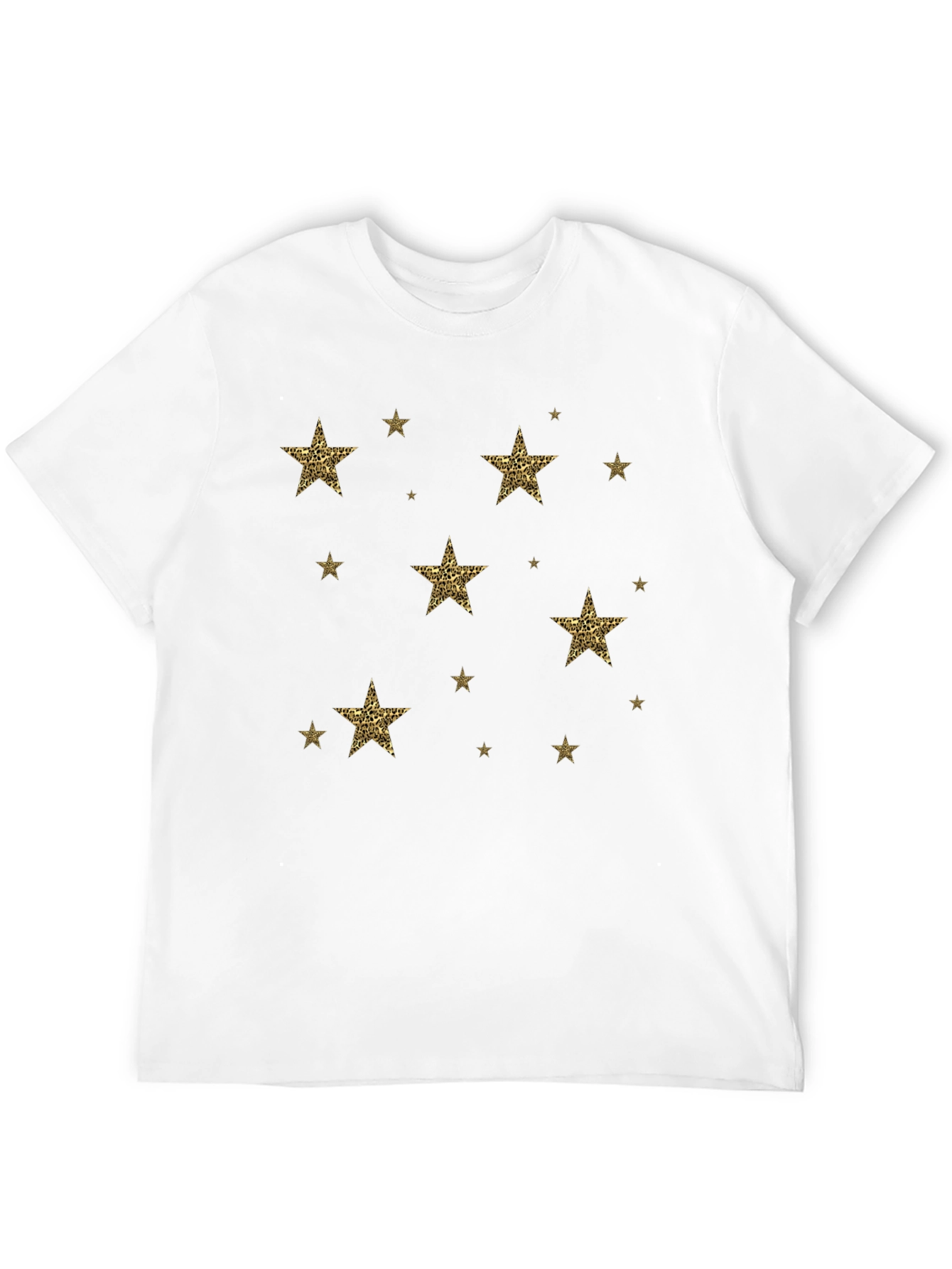 Stylish Black Tee with Leopard Print Star Design