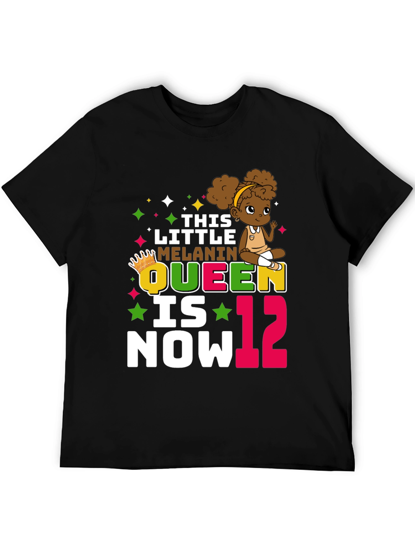 Little Melanin Queen 12th Birthday T-Shirt