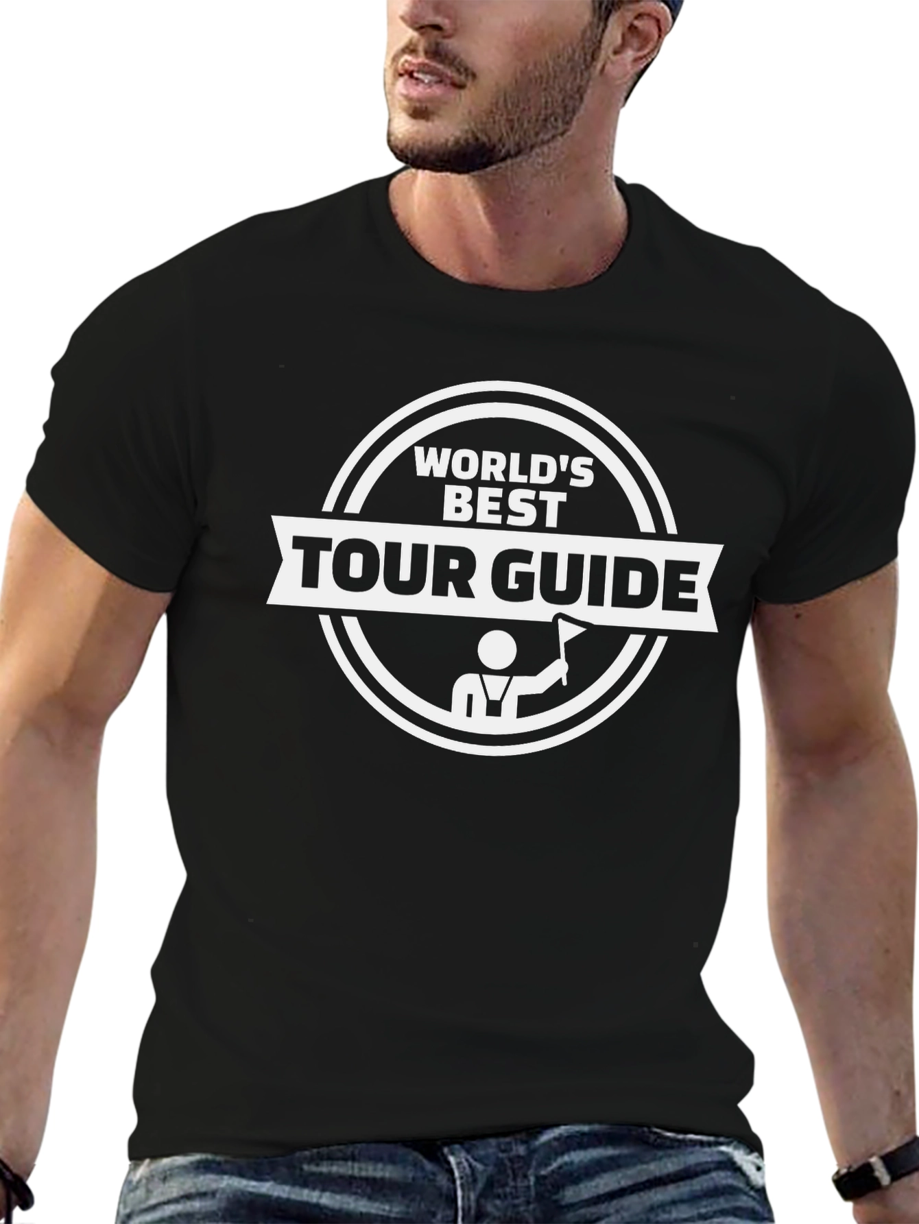 Worlds Best Tour Guide Black Graphic T-Shirt