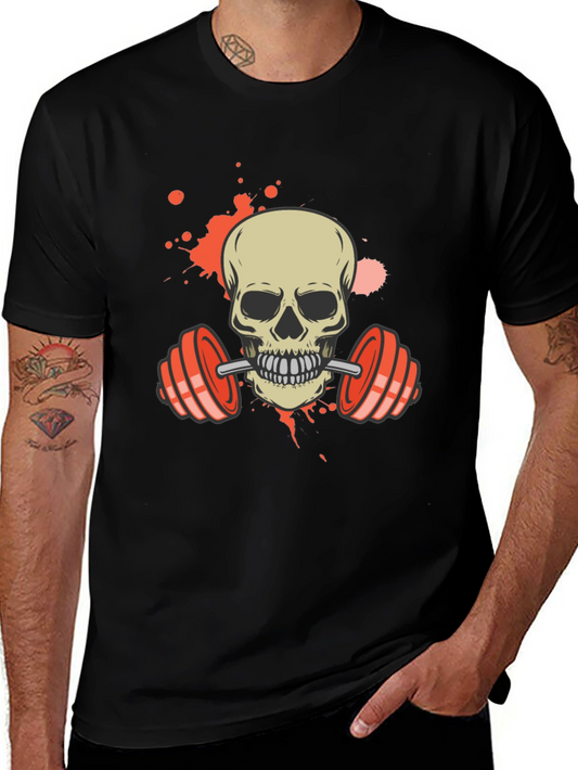 Skull Lifting Weights Graphic Tee