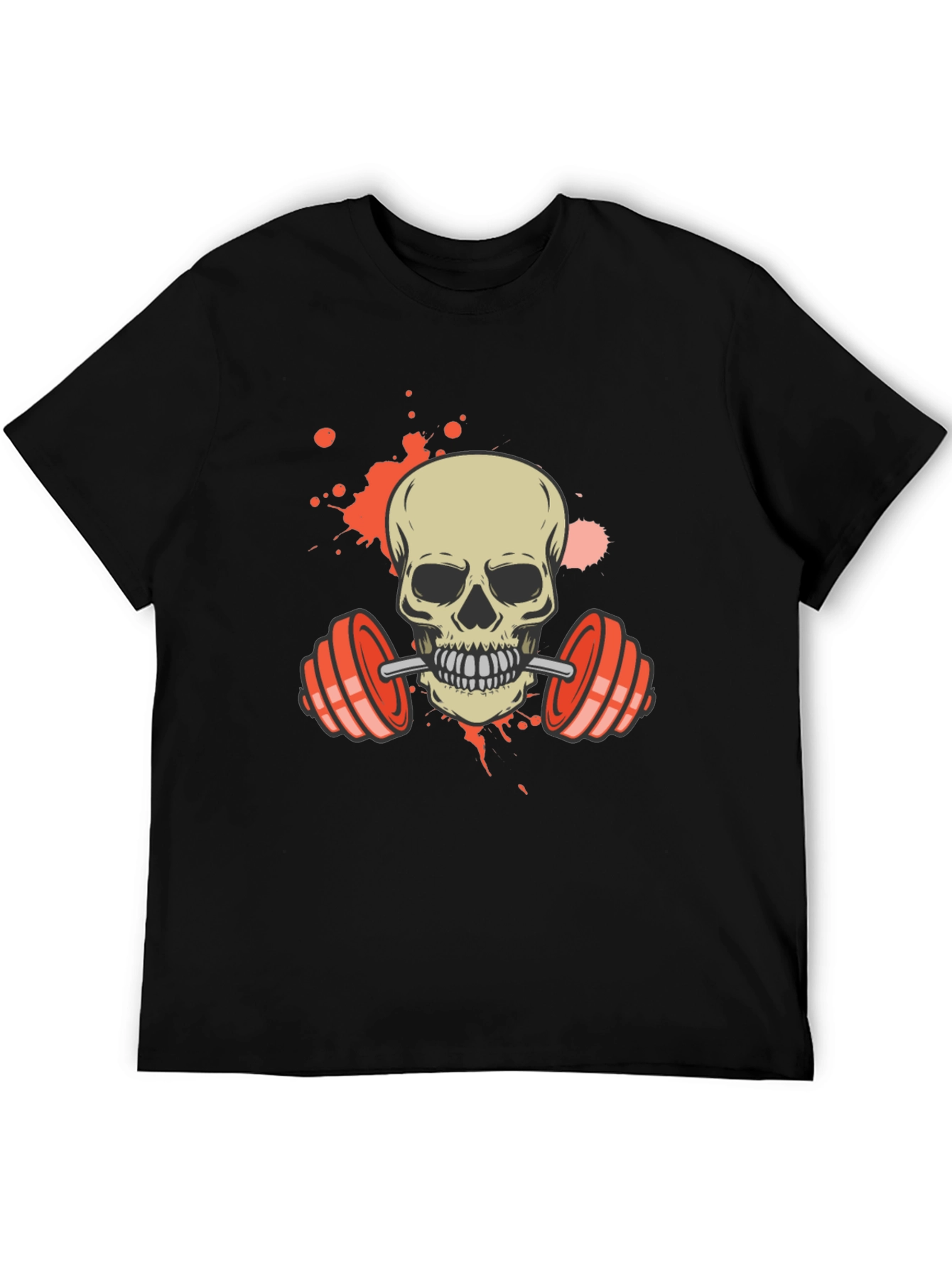 Skull Lifting Weights Graphic Tee