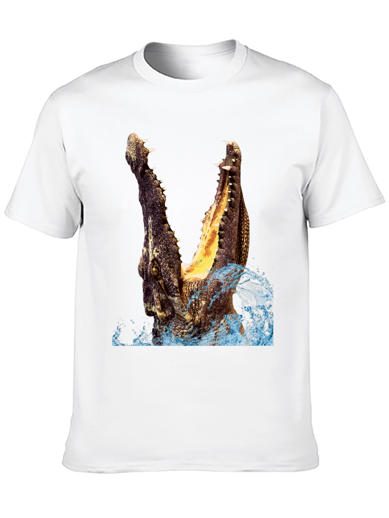 Crocodile Attack Graphic Tee - Black Cotton T-Shirt