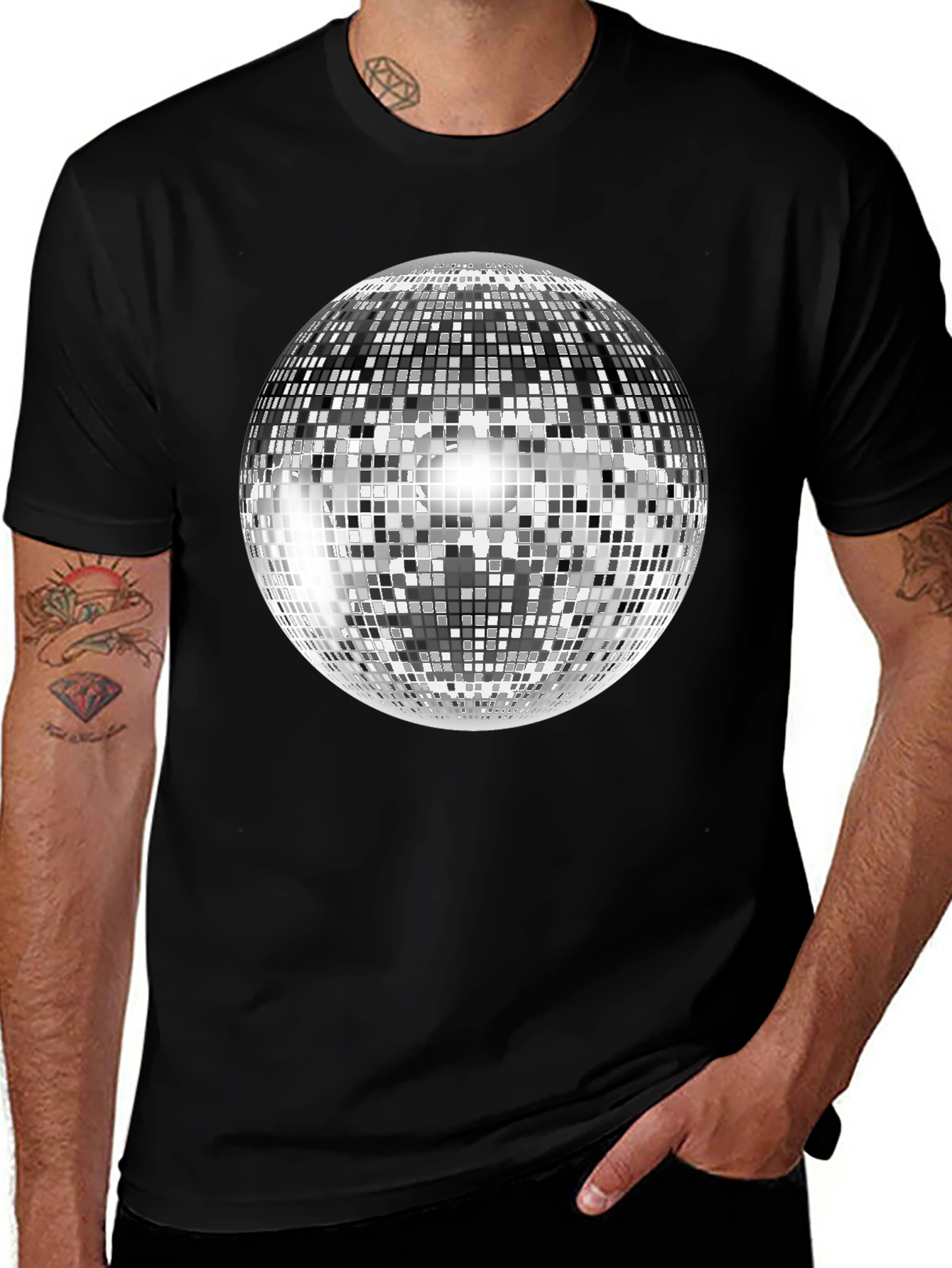 Disco Ball Graphic Tee - Shiny Retro Party Shirt