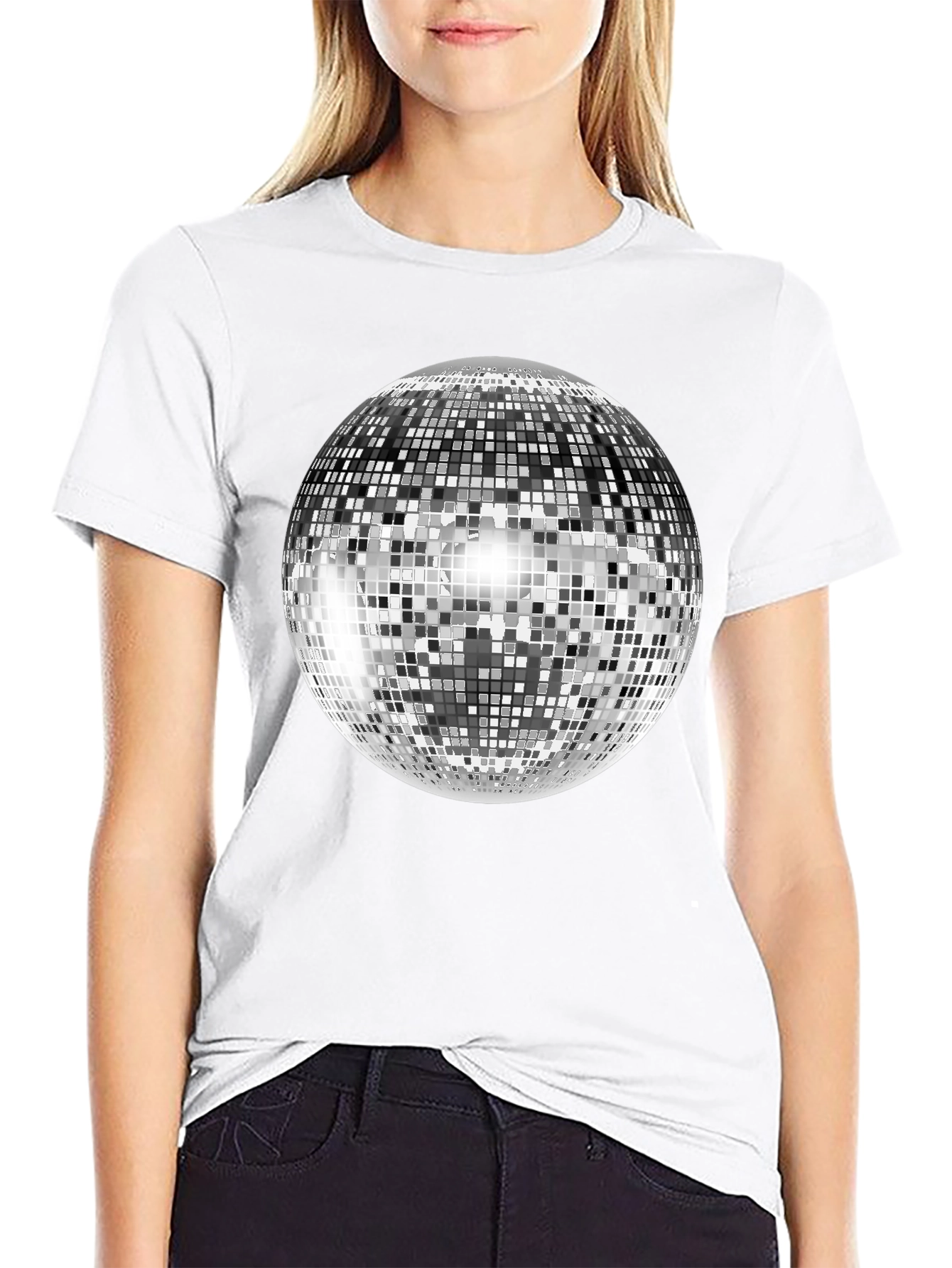 Disco Ball Graphic Tee - Shiny Retro Party Shirt