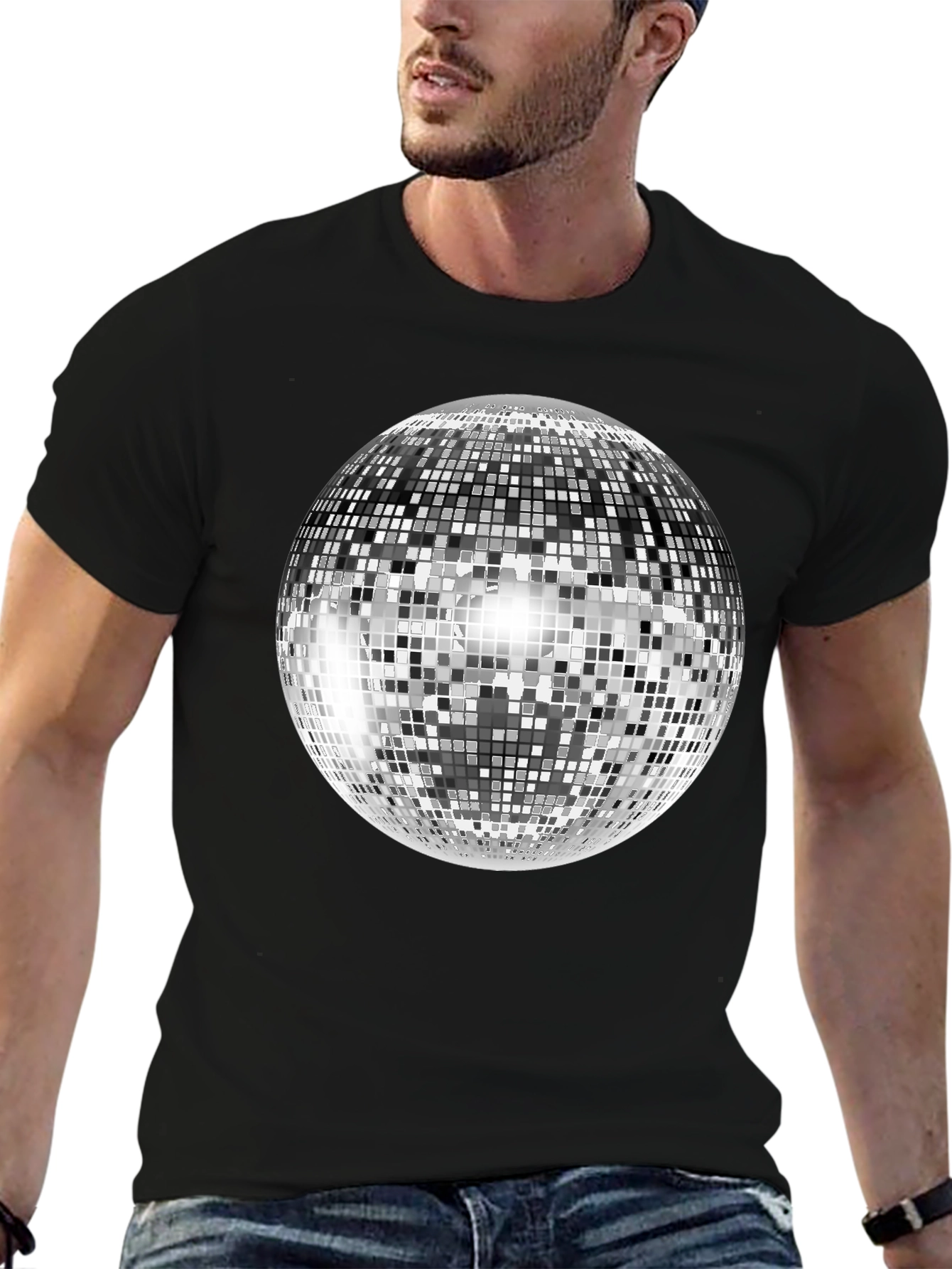 Disco Ball Graphic Tee - Shiny Retro Party Shirt