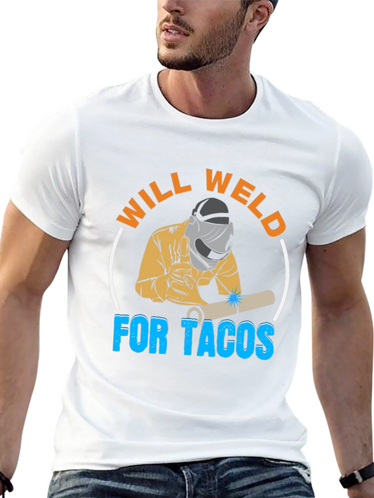 Will Weld For Tacos Black Graphic Tee