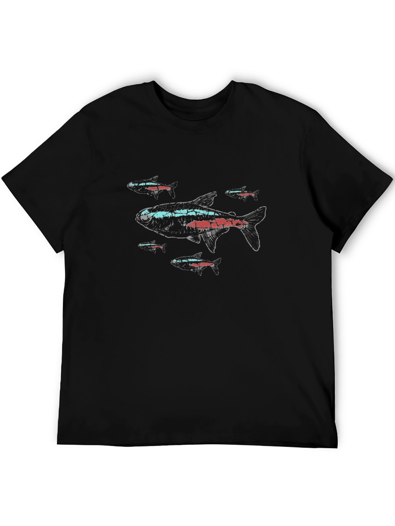 Neon Tetra Fish Graphic Black T-Shirt