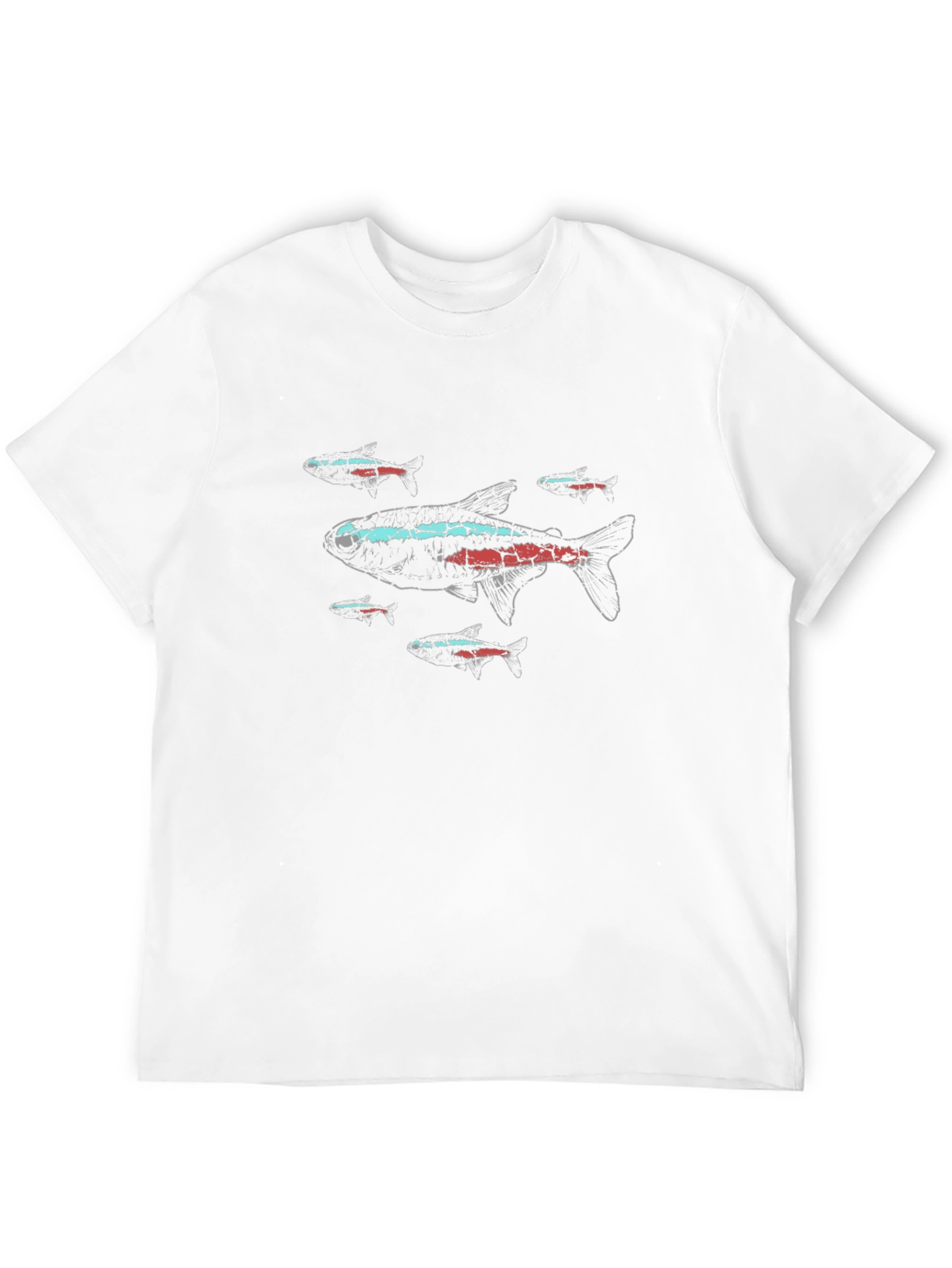 Neon Tetra Fish Graphic Black T-Shirt