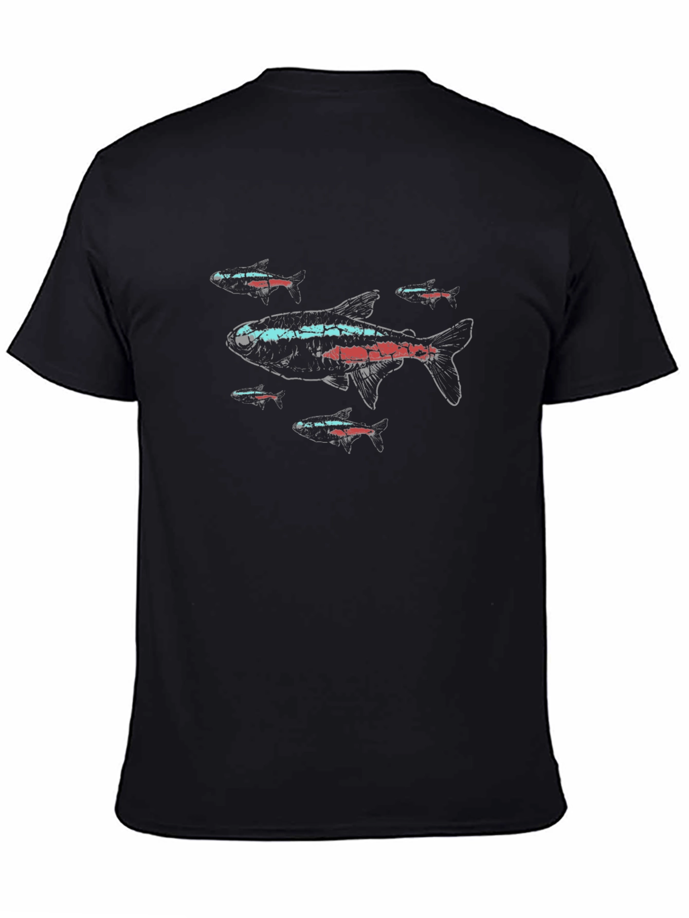 Neon Tetra Fish Graphic Black T-Shirt