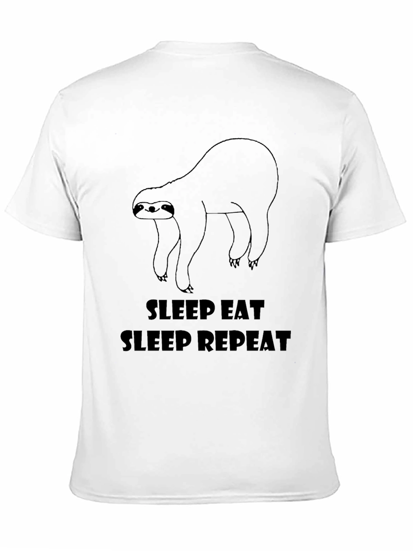 Sleep Eat Repeat Sloth Graphic Tee - Black