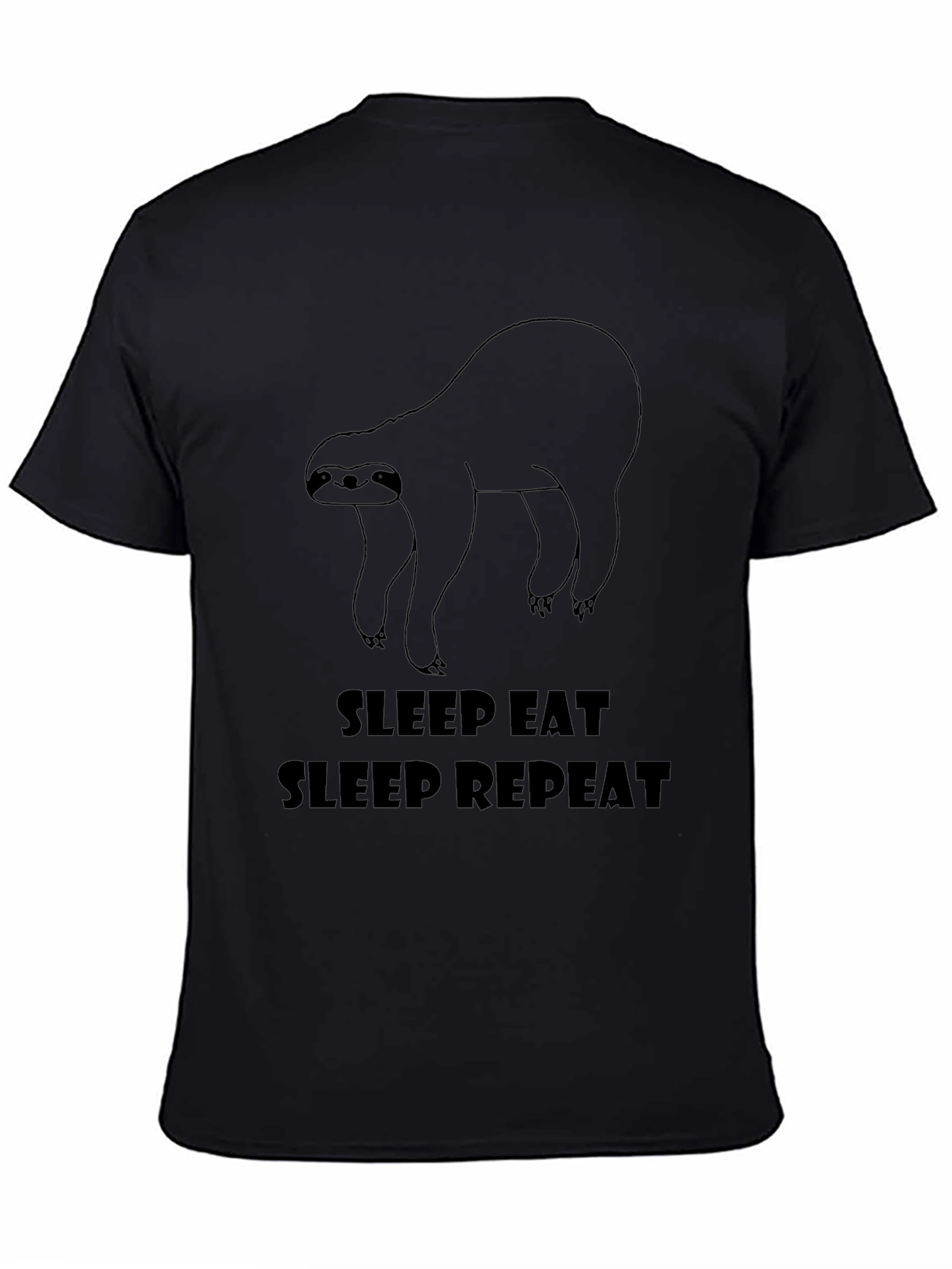 Sleep Eat Repeat Sloth Graphic Tee - Black