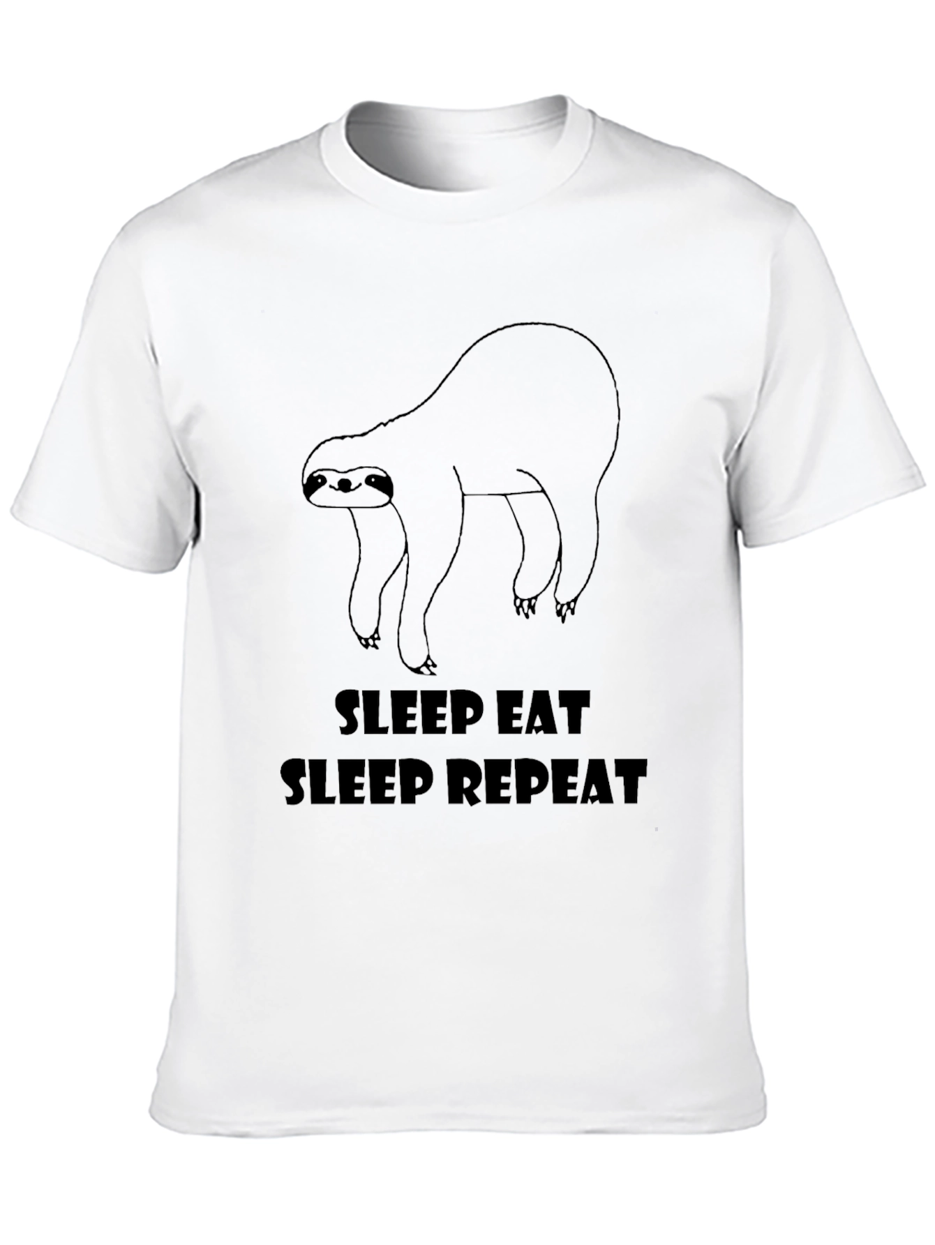 Sleep Eat Repeat Sloth Graphic Tee - Black
