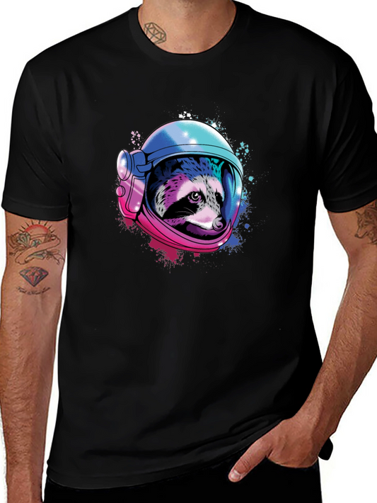 Raccoon Astronaut Graphic T-Shirt - Space Design