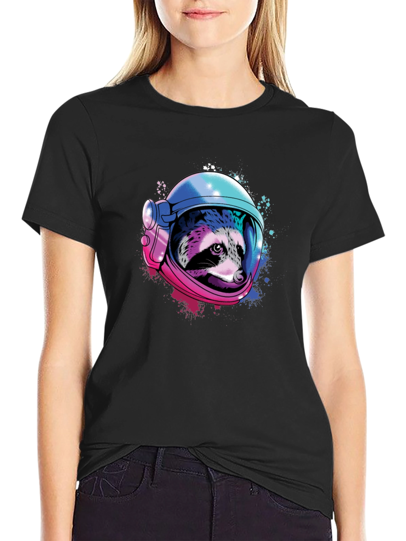 Raccoon Astronaut Graphic T-Shirt - Space Design