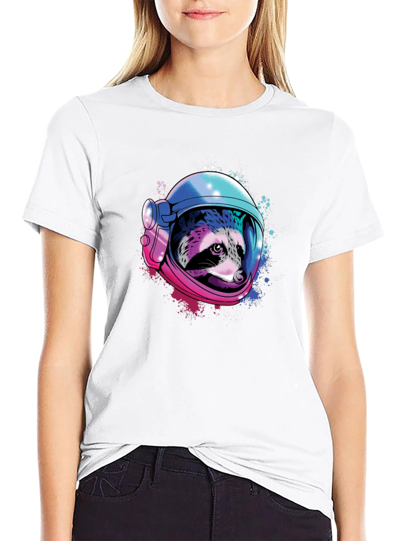 Raccoon Astronaut Graphic T-Shirt - Space Design